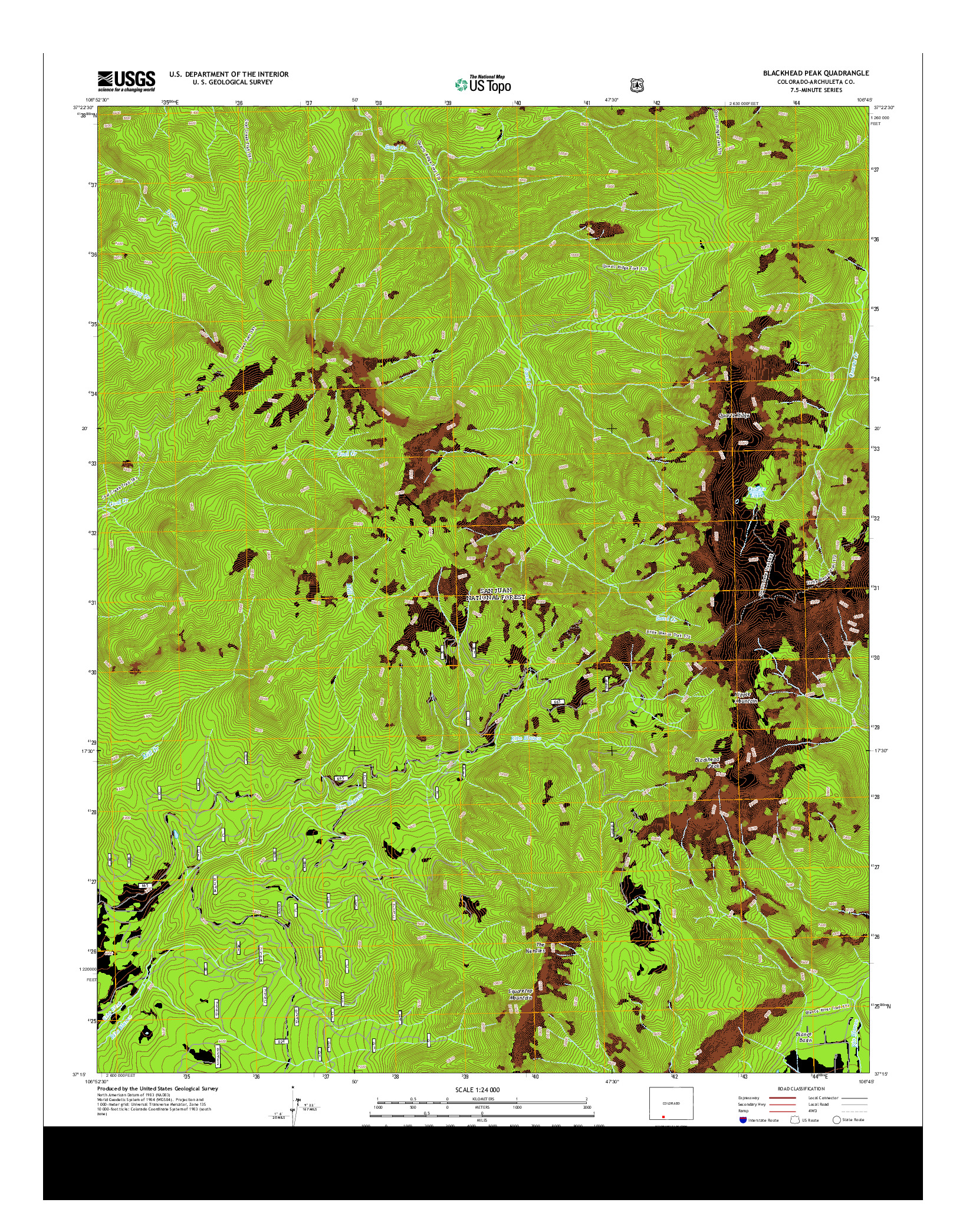 USGS US TOPO 7.5-MINUTE MAP FOR BLACKHEAD PEAK, CO 2013