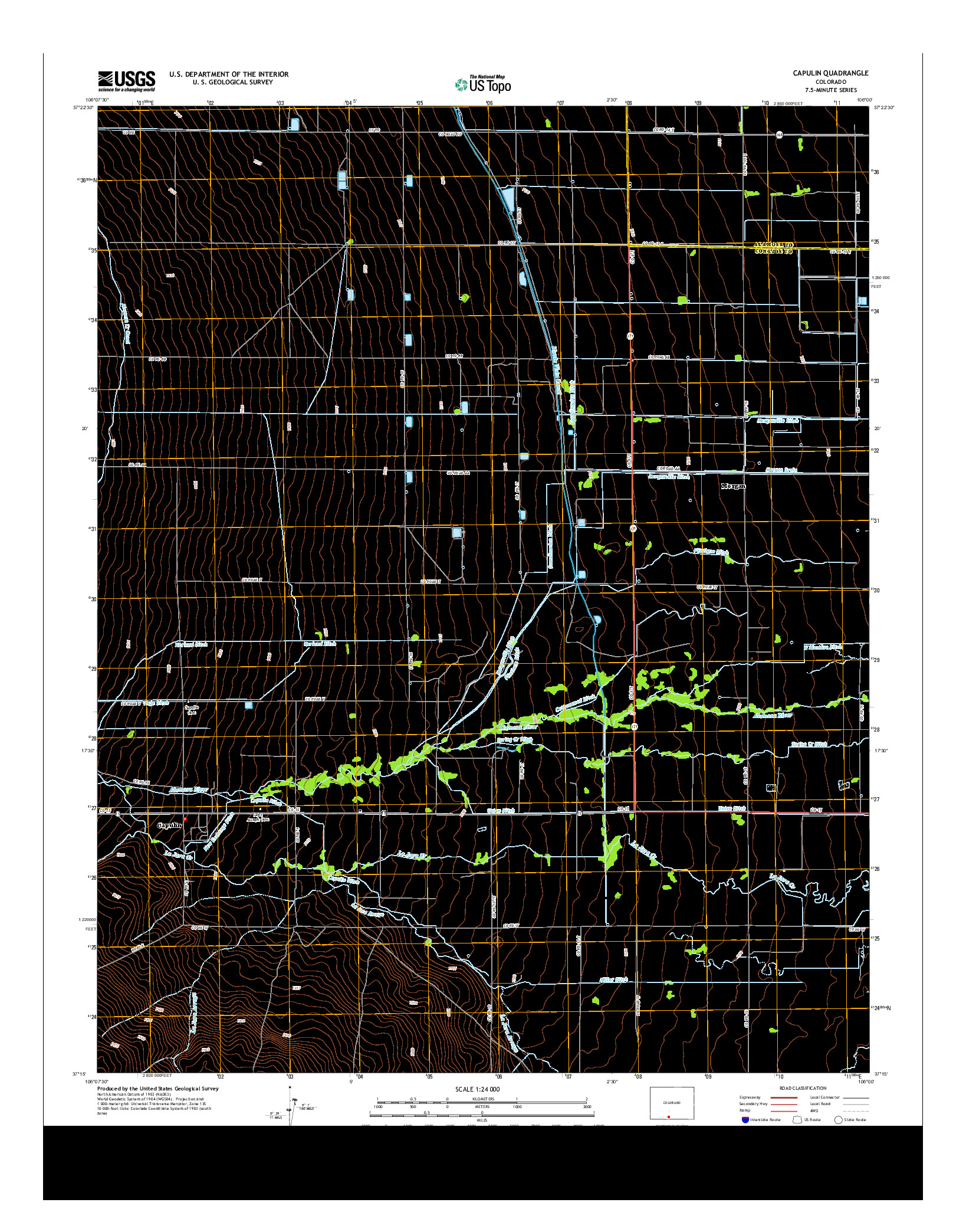 USGS US TOPO 7.5-MINUTE MAP FOR CAPULIN, CO 2013