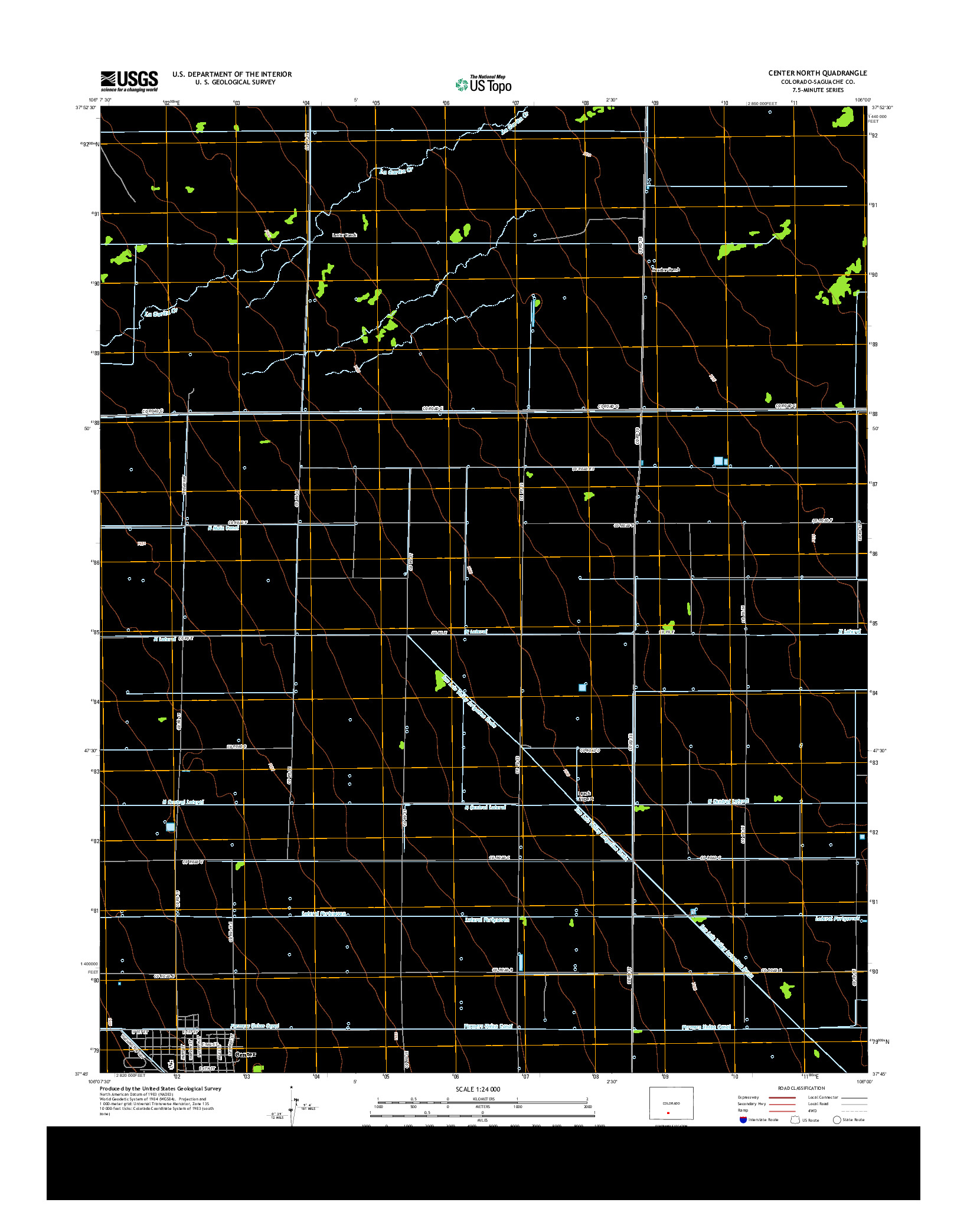 USGS US TOPO 7.5-MINUTE MAP FOR CENTER NORTH, CO 2013