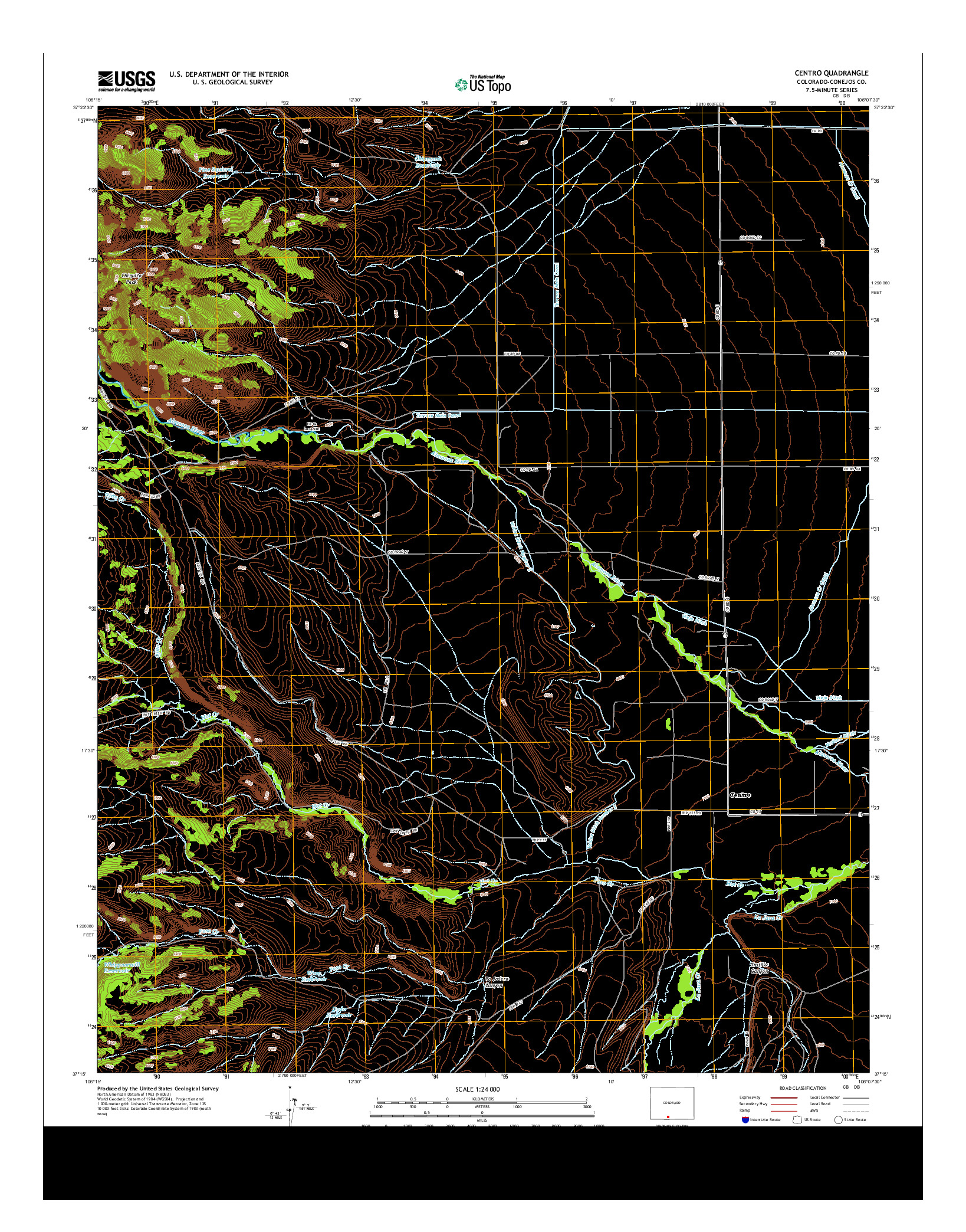 USGS US TOPO 7.5-MINUTE MAP FOR CENTRO, CO 2013