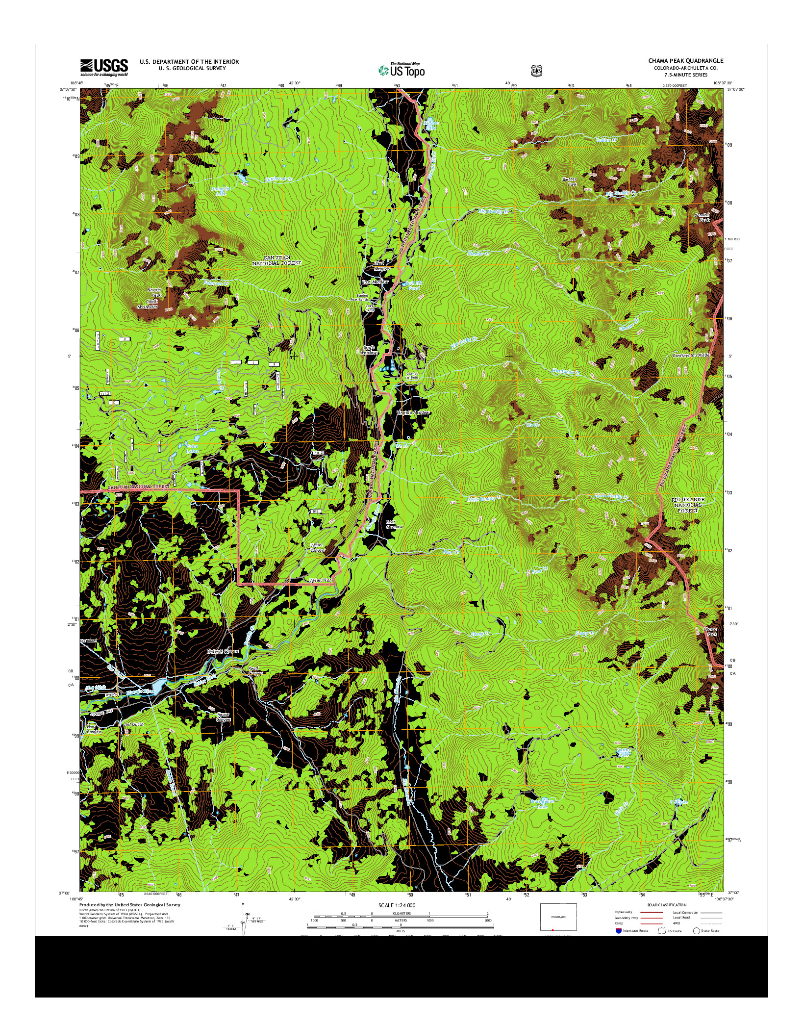 USGS US TOPO 7.5-MINUTE MAP FOR CHAMA PEAK, CO 2013