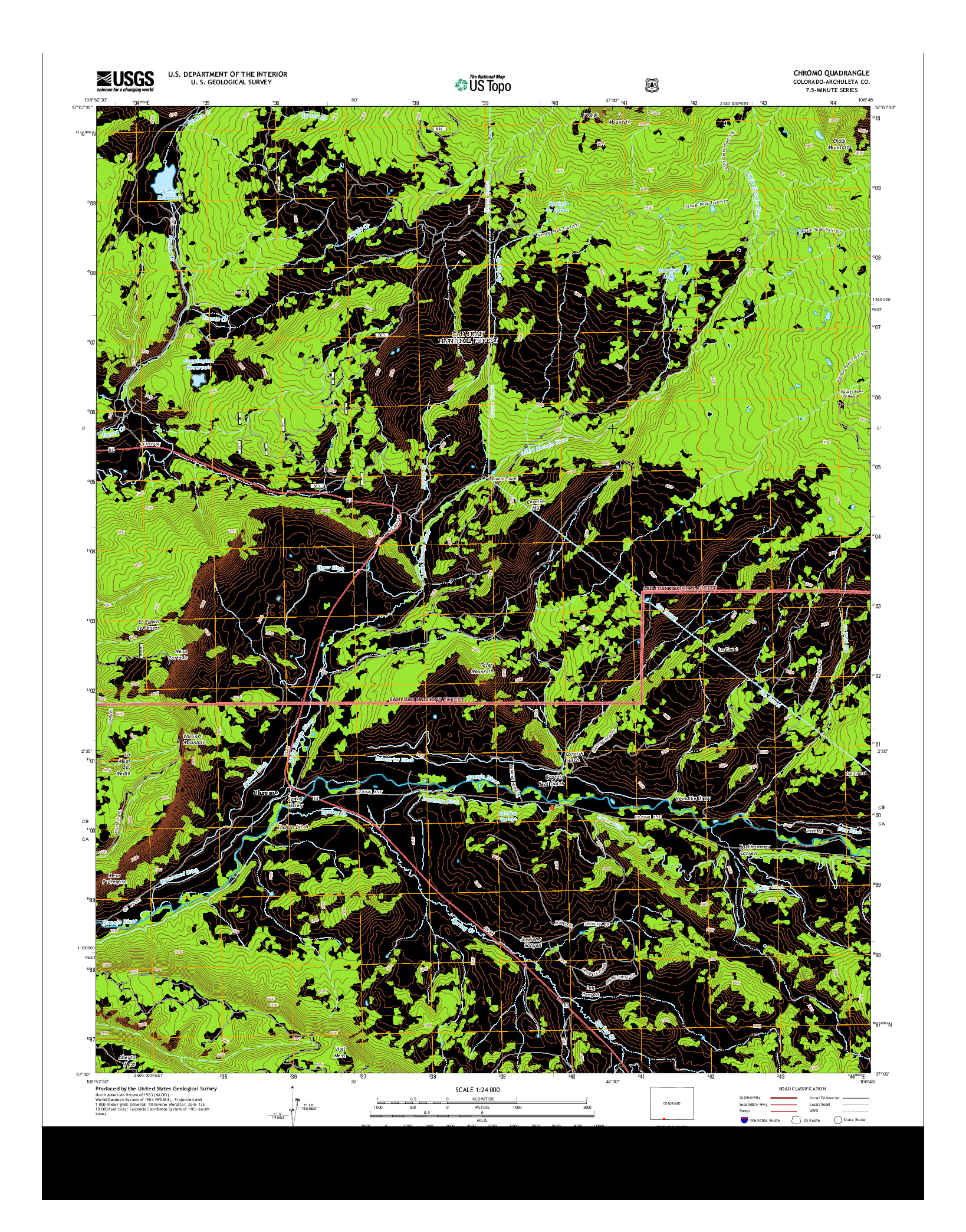 USGS US TOPO 7.5-MINUTE MAP FOR CHROMO, CO 2013