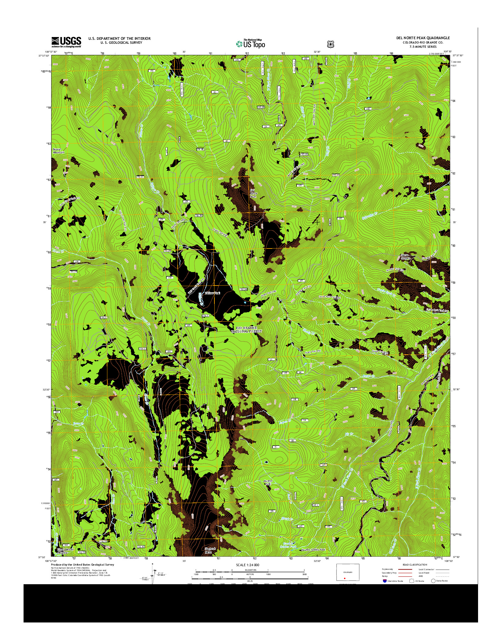 USGS US TOPO 7.5-MINUTE MAP FOR DEL NORTE PEAK, CO 2013