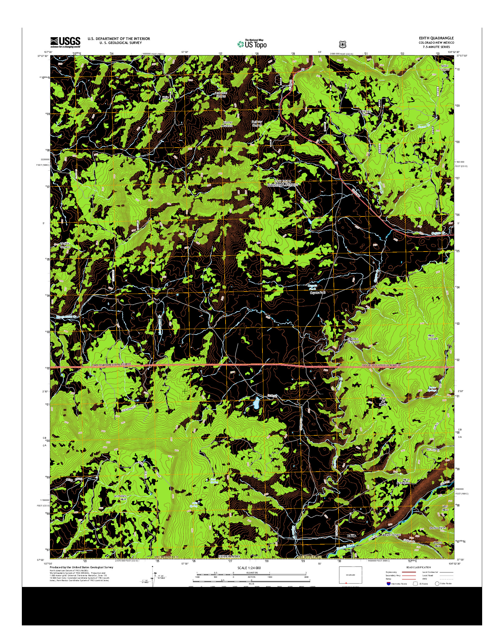 USGS US TOPO 7.5-MINUTE MAP FOR EDITH, CO-NM 2013