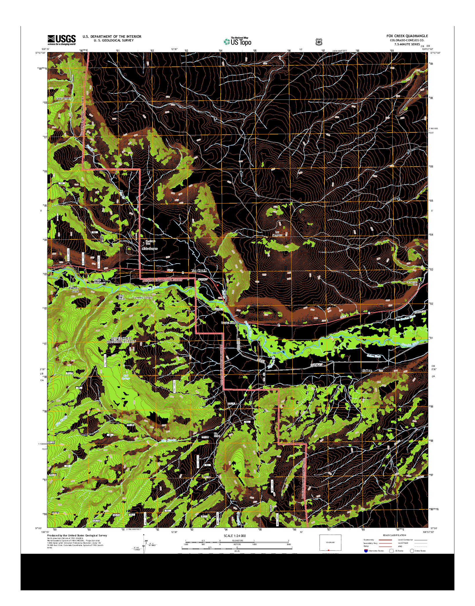 USGS US TOPO 7.5-MINUTE MAP FOR FOX CREEK, CO 2013