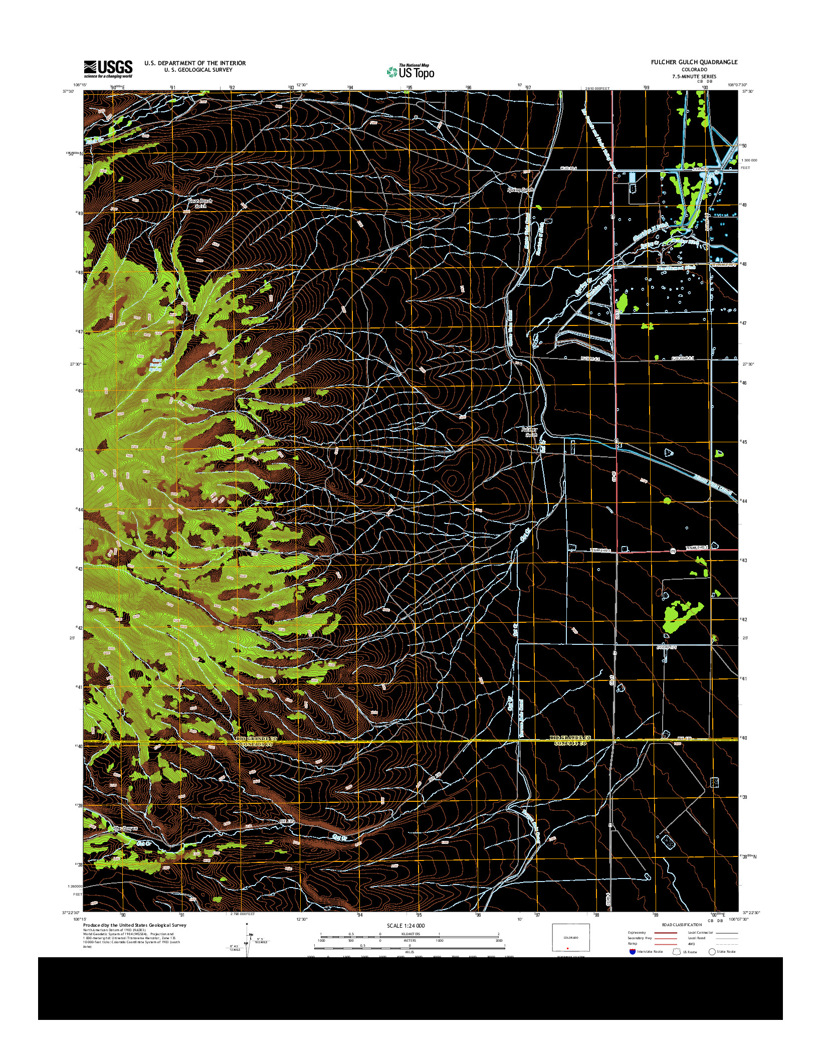 USGS US TOPO 7.5-MINUTE MAP FOR FULCHER GULCH, CO 2013