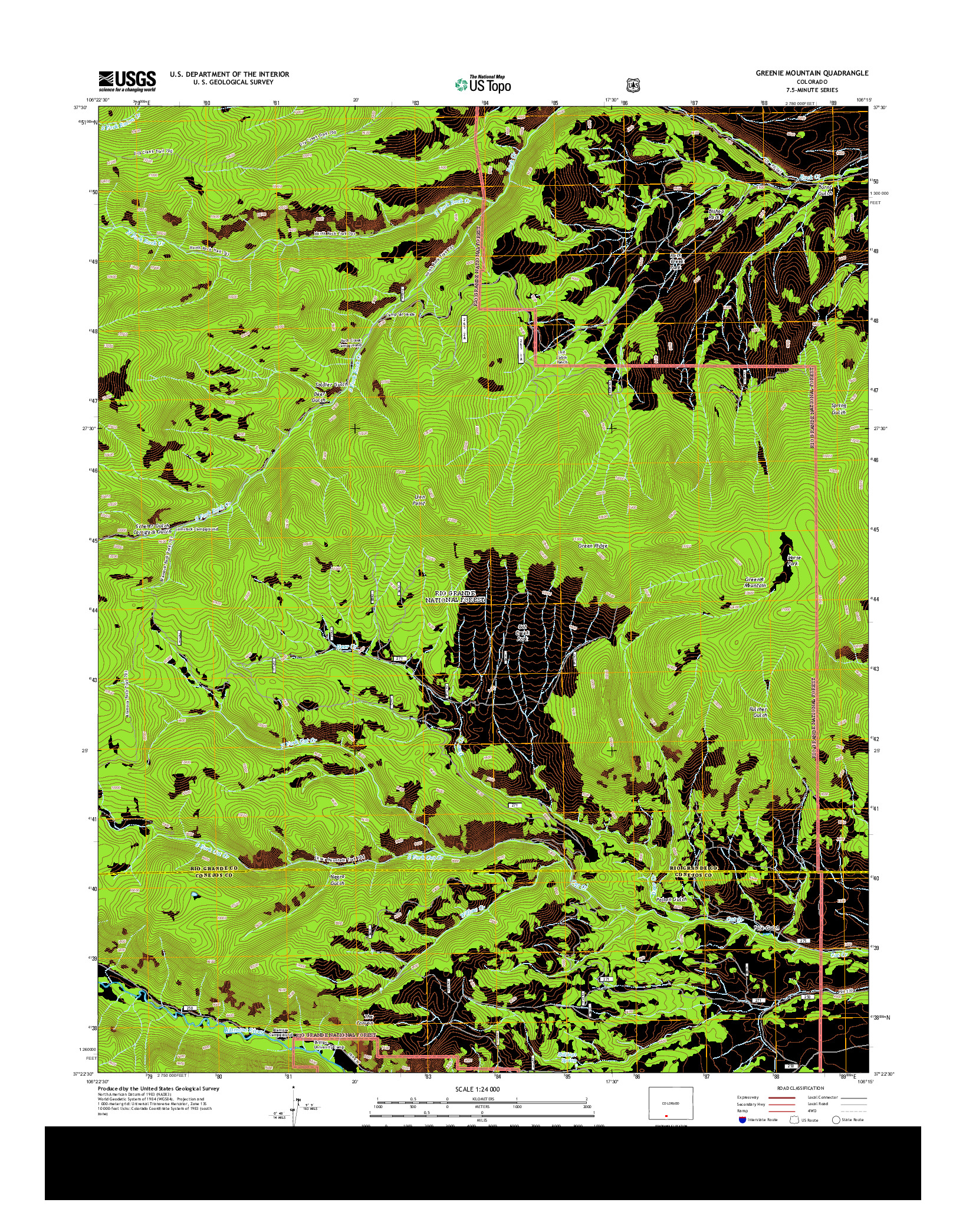 USGS US TOPO 7.5-MINUTE MAP FOR GREENIE MOUNTAIN, CO 2013