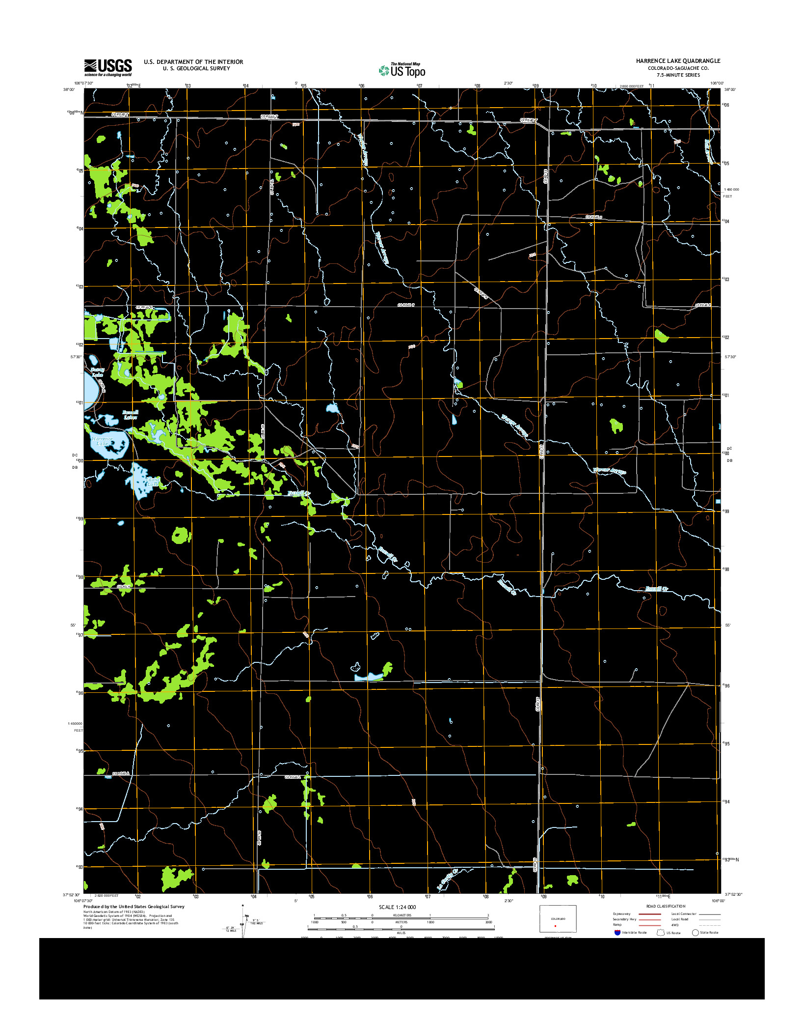 USGS US TOPO 7.5-MINUTE MAP FOR HARRENCE LAKE, CO 2013