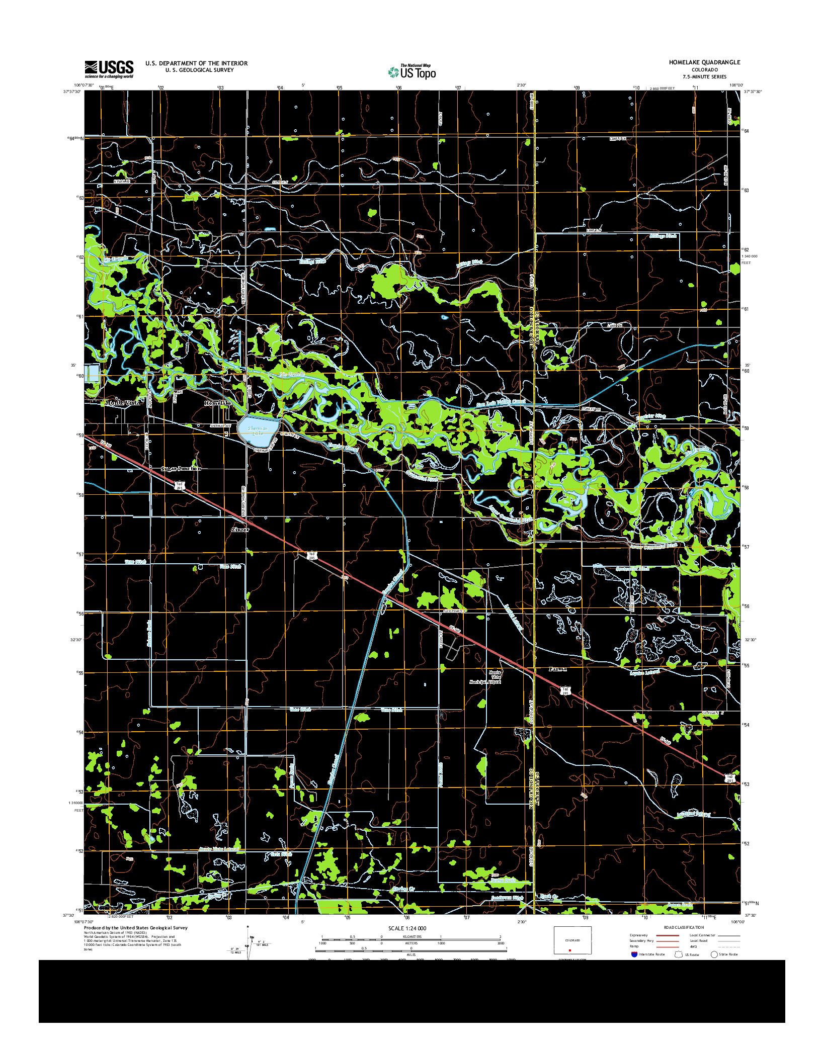 USGS US TOPO 7.5-MINUTE MAP FOR HOMELAKE, CO 2013