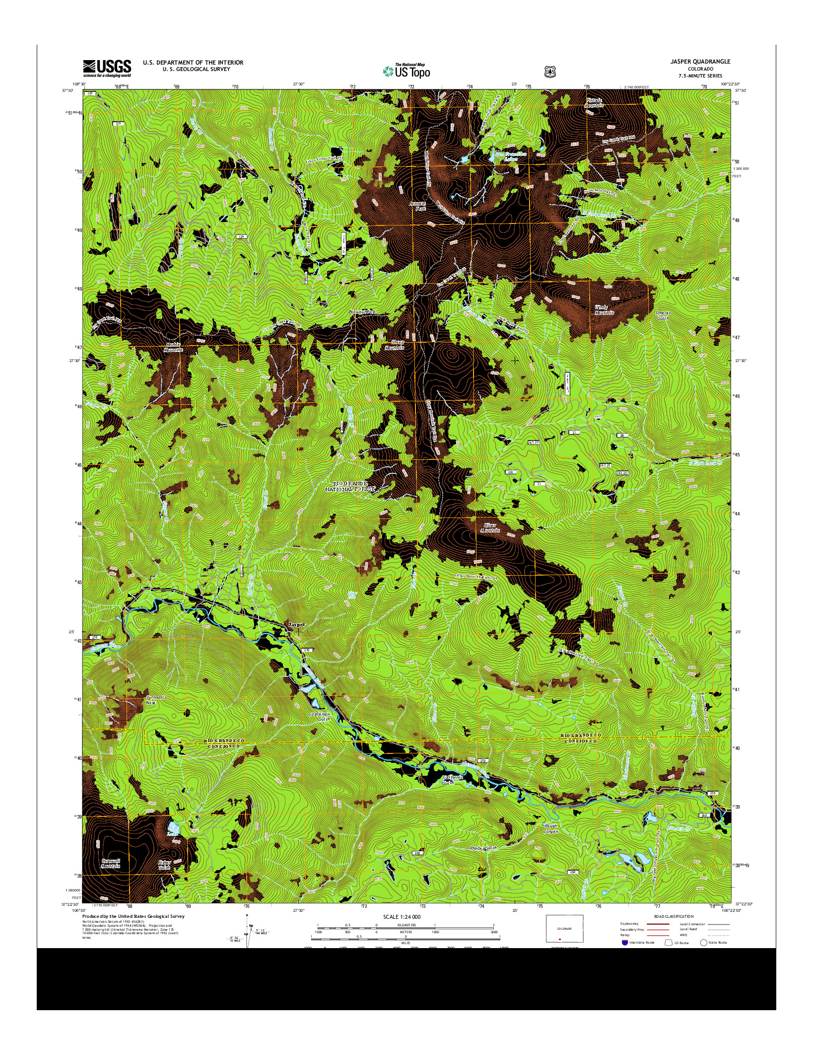USGS US TOPO 7.5-MINUTE MAP FOR JASPER, CO 2013