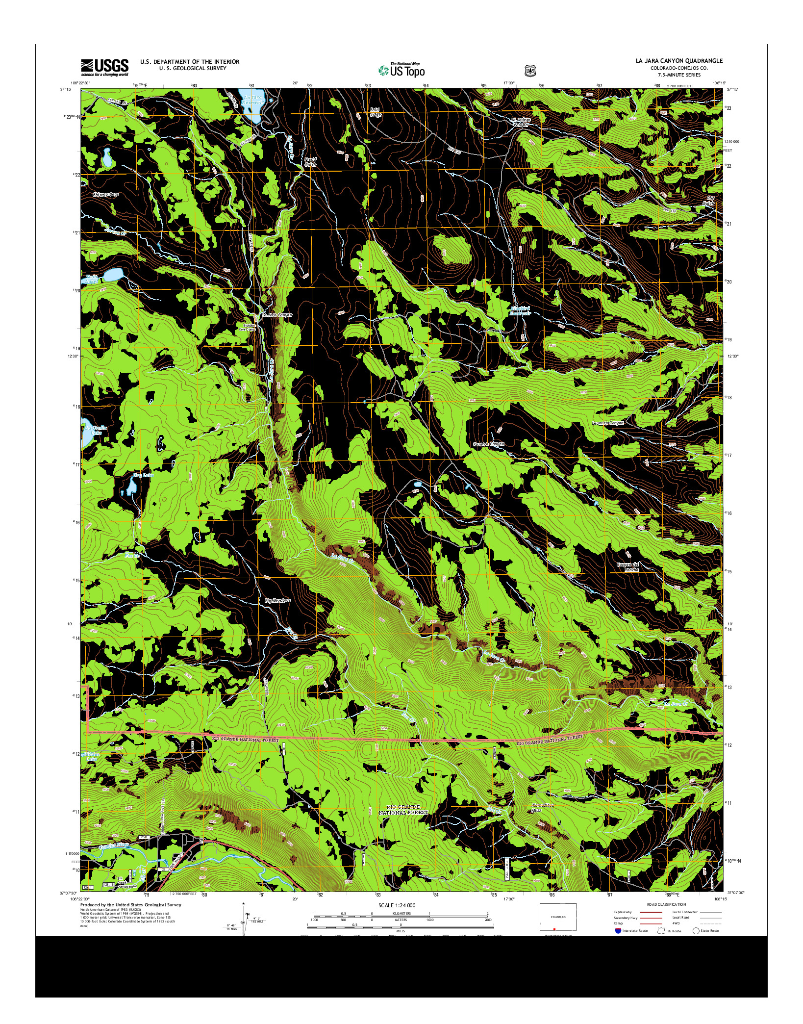 USGS US TOPO 7.5-MINUTE MAP FOR LA JARA CANYON, CO 2013