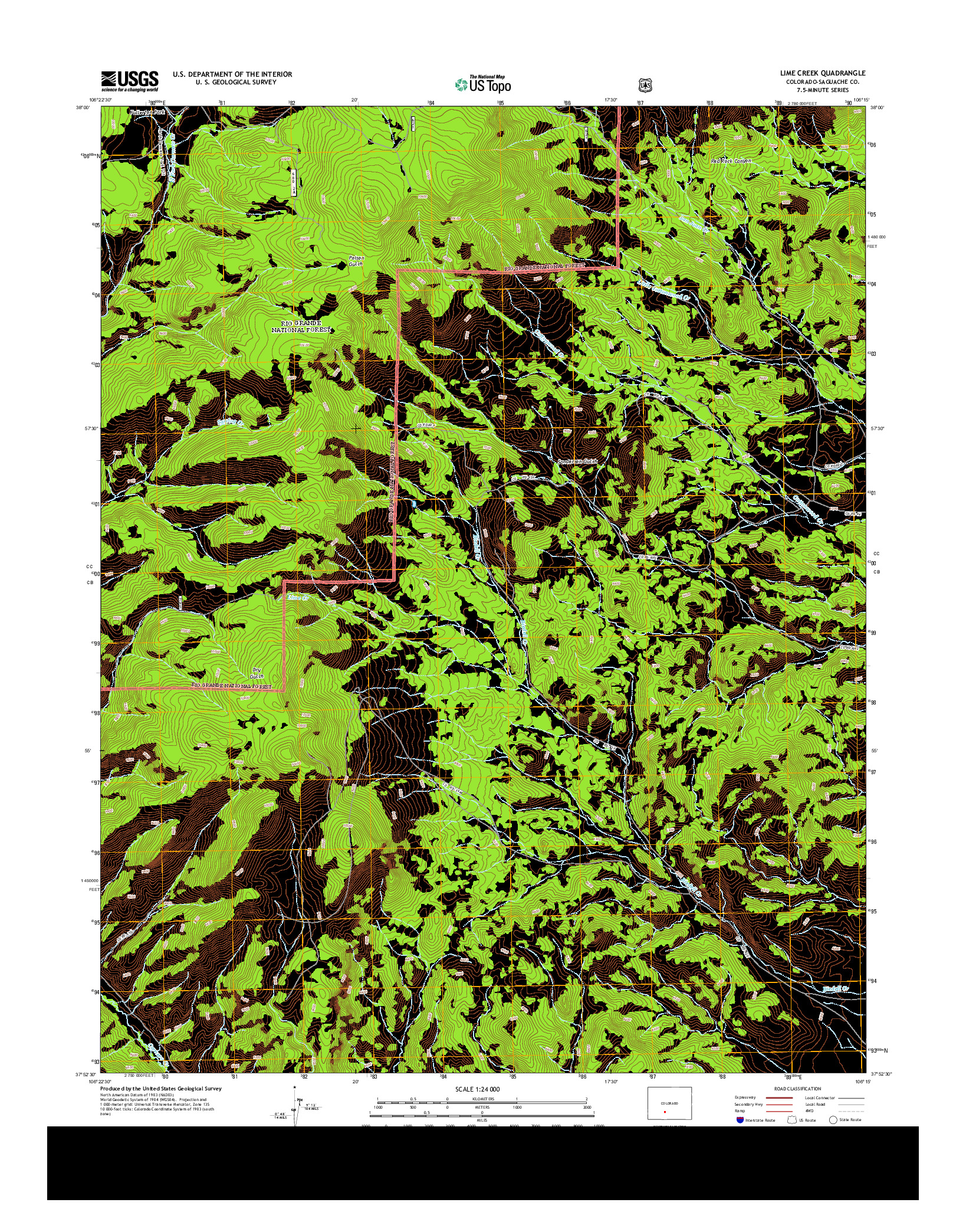 USGS US TOPO 7.5-MINUTE MAP FOR LIME CREEK, CO 2013