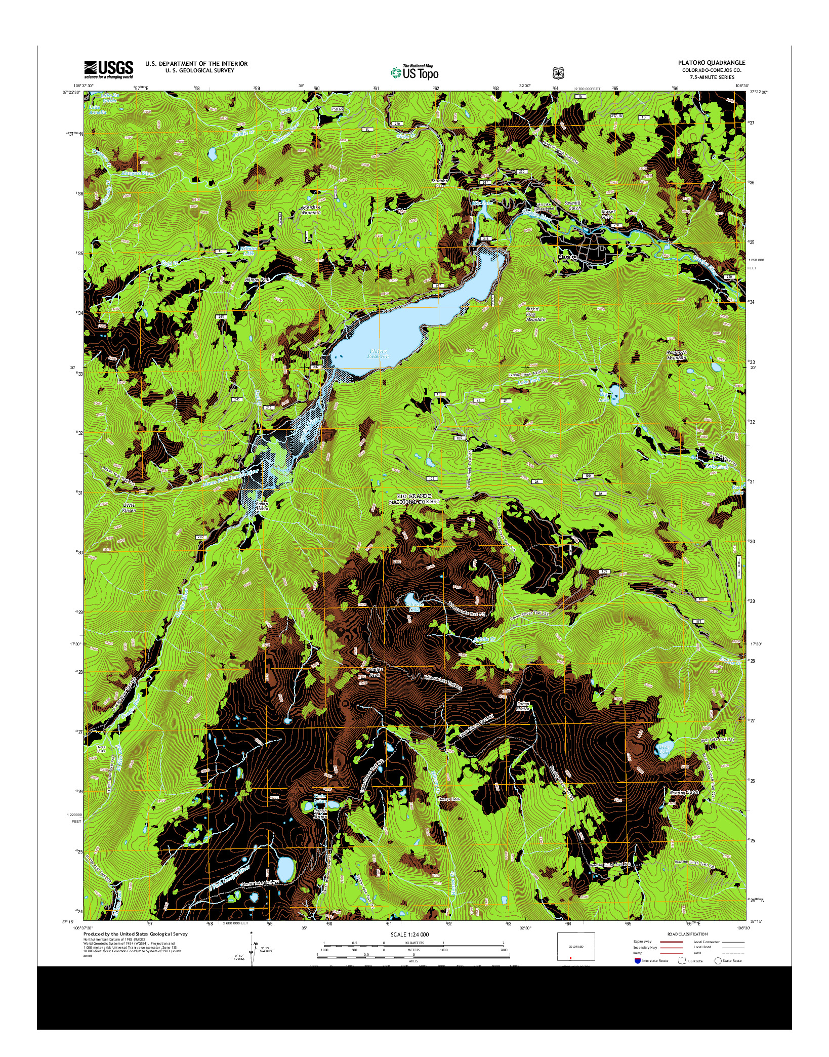 USGS US TOPO 7.5-MINUTE MAP FOR PLATORO, CO 2013
