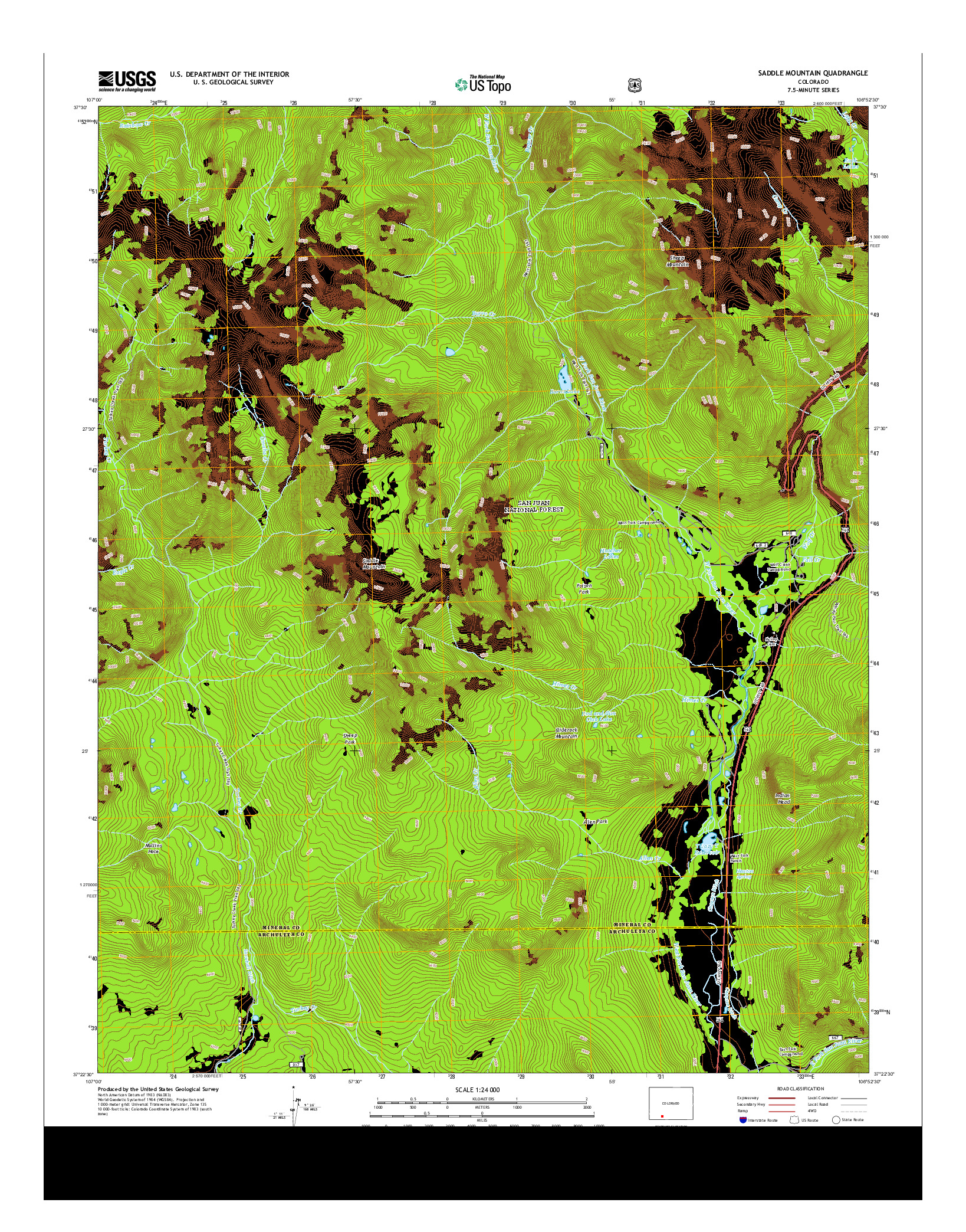 USGS US TOPO 7.5-MINUTE MAP FOR SADDLE MOUNTAIN, CO 2013