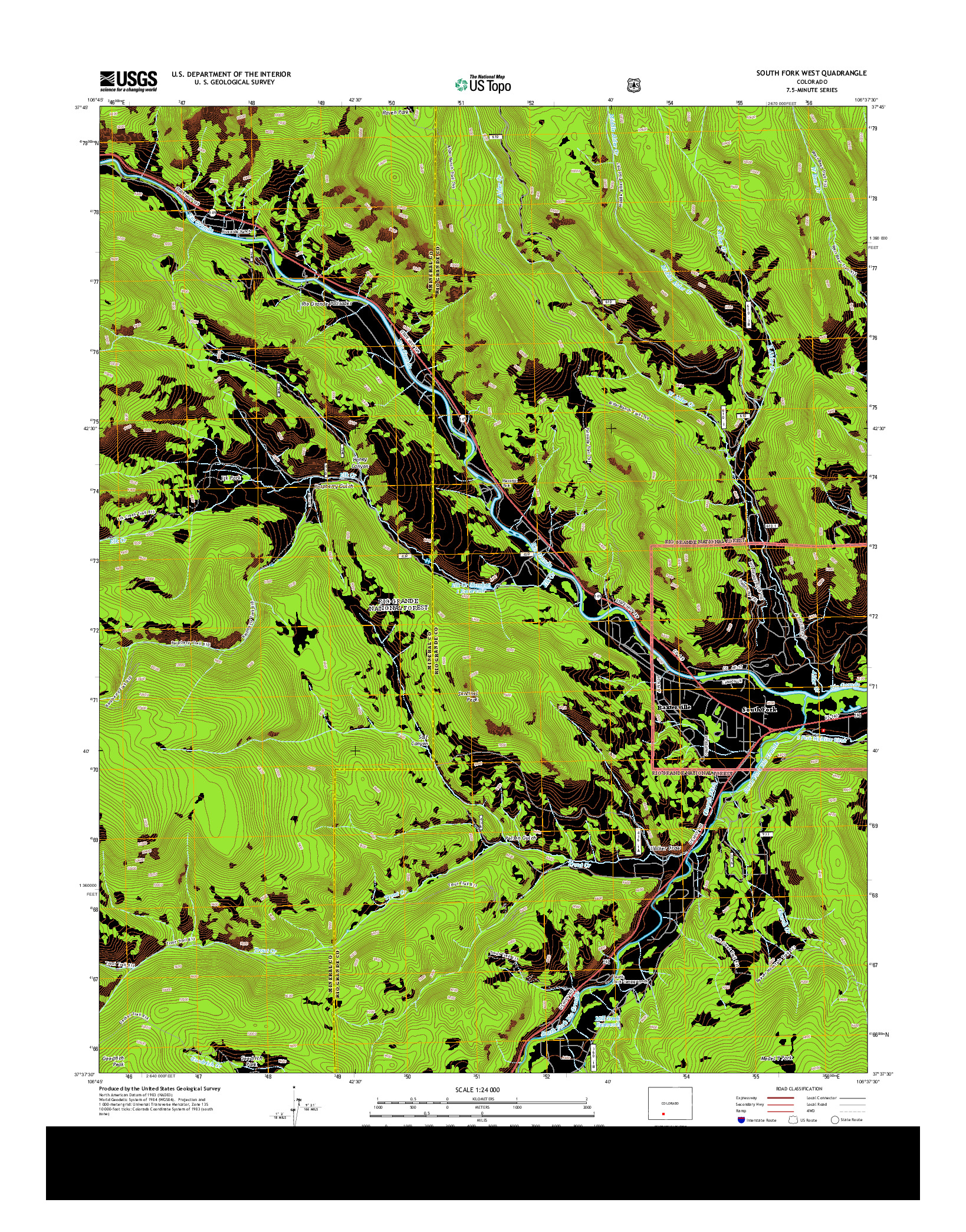 USGS US TOPO 7.5-MINUTE MAP FOR SOUTH FORK WEST, CO 2013