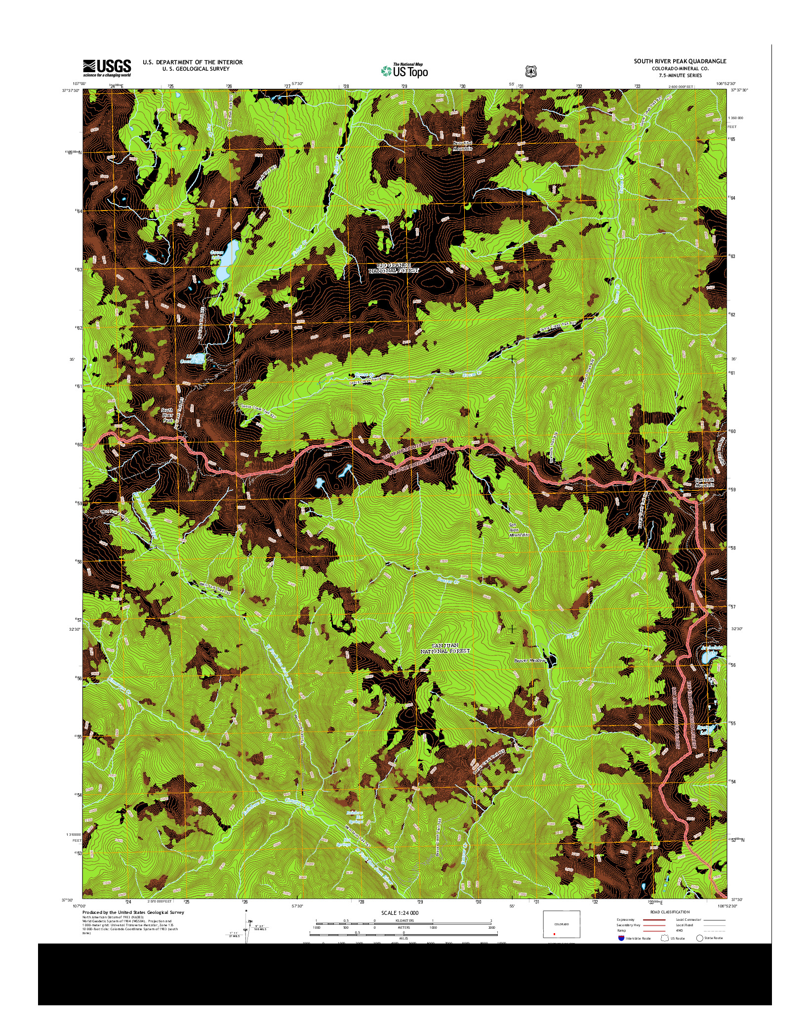 USGS US TOPO 7.5-MINUTE MAP FOR SOUTH RIVER PEAK, CO 2013