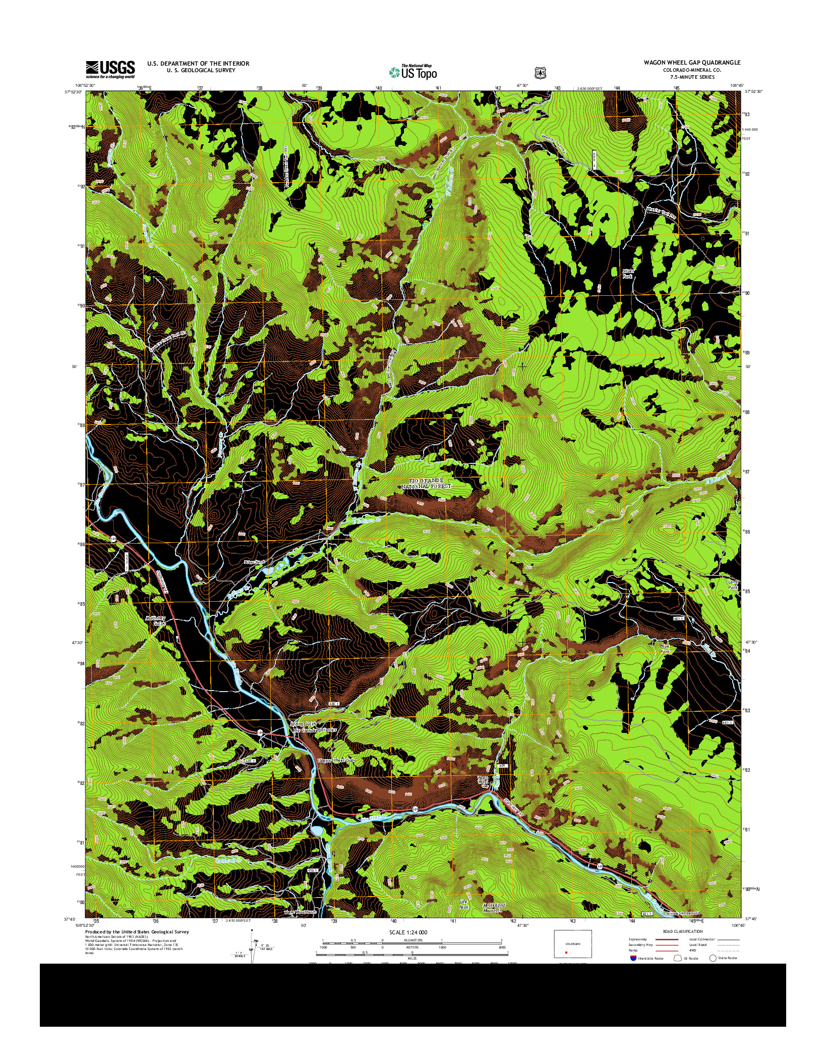 USGS US TOPO 7.5-MINUTE MAP FOR WAGON WHEEL GAP, CO 2013