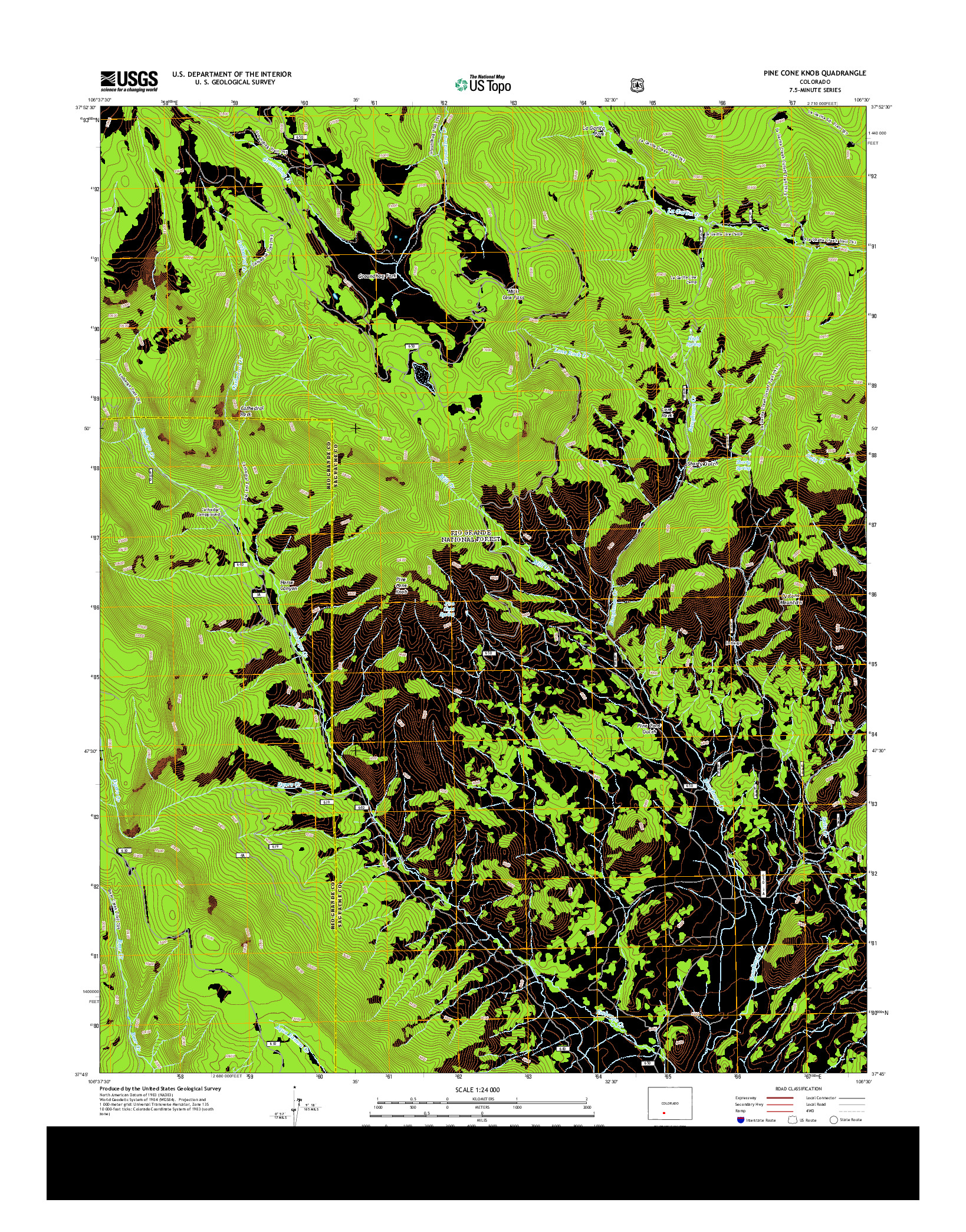 USGS US TOPO 7.5-MINUTE MAP FOR PINE CONE KNOB, CO 2013