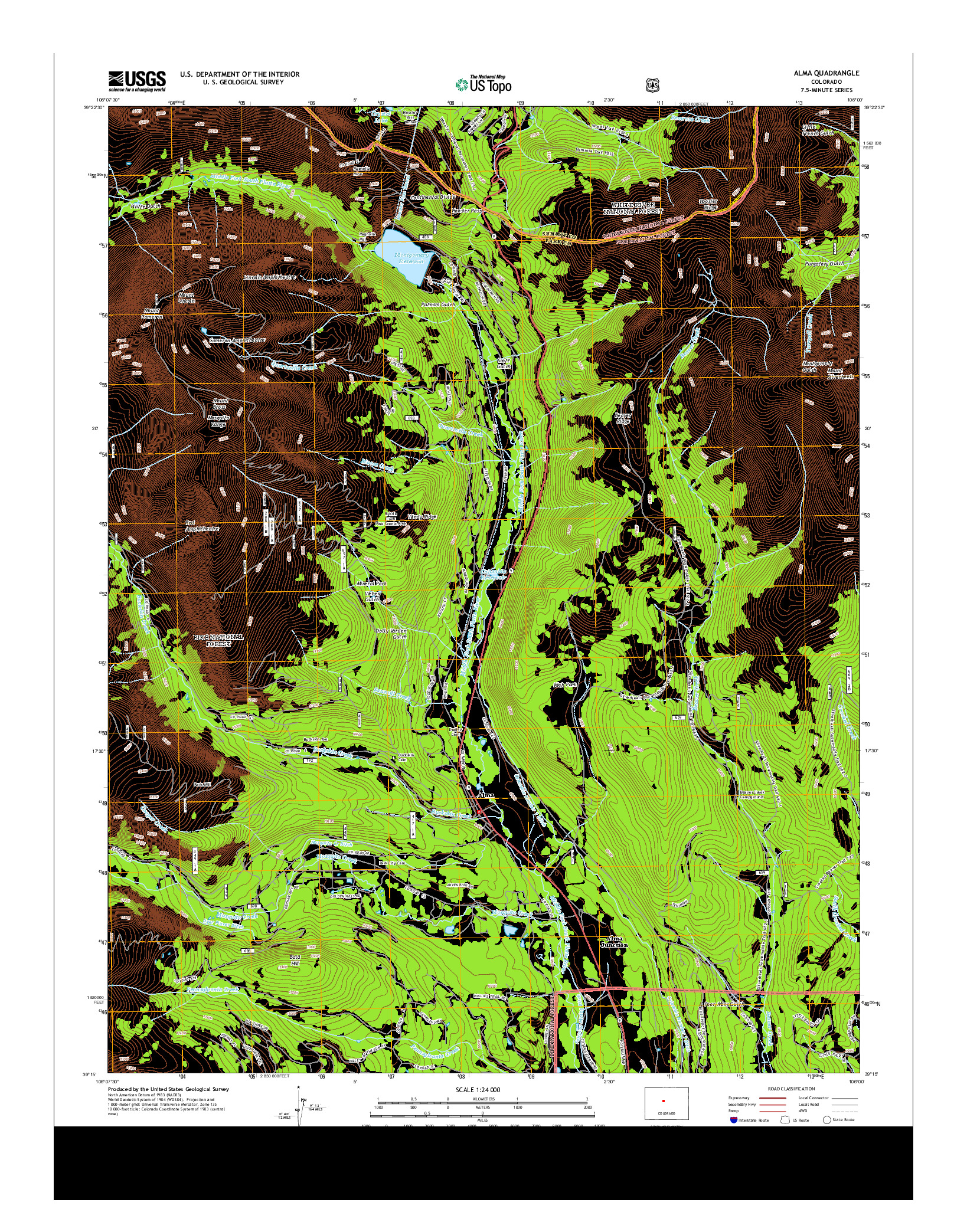 USGS US TOPO 7.5-MINUTE MAP FOR ALMA, CO 2013