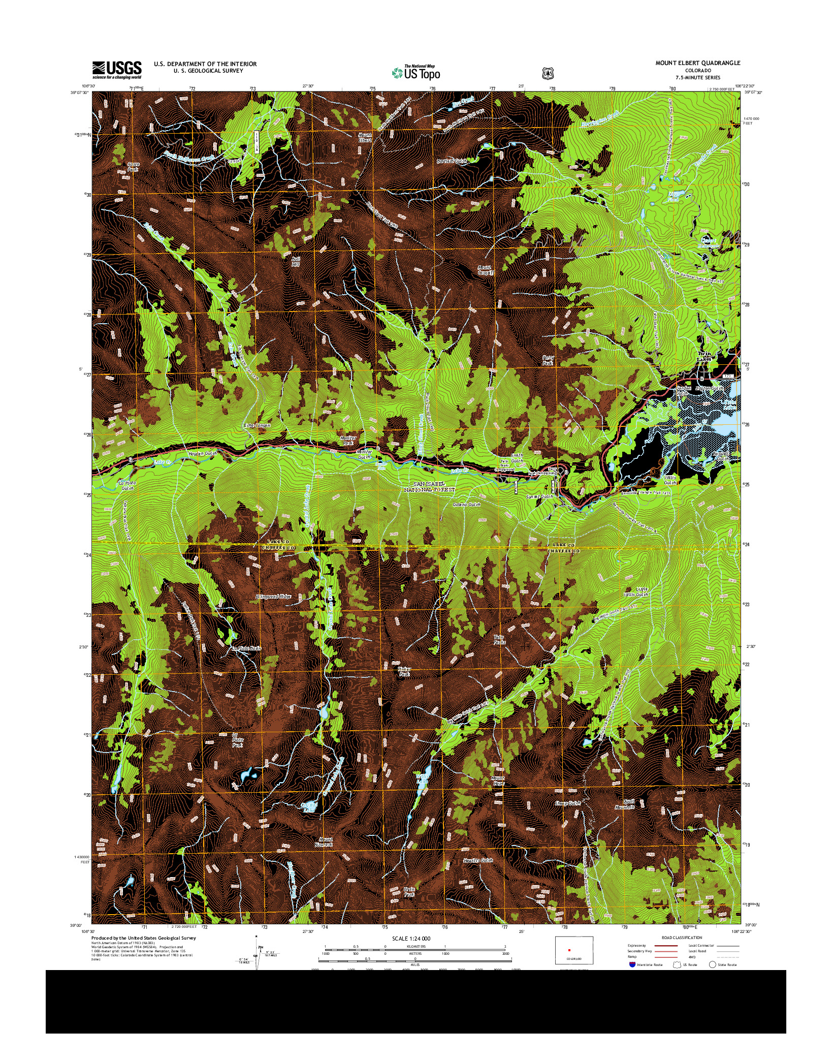 USGS US TOPO 7.5-MINUTE MAP FOR MOUNT ELBERT, CO 2013