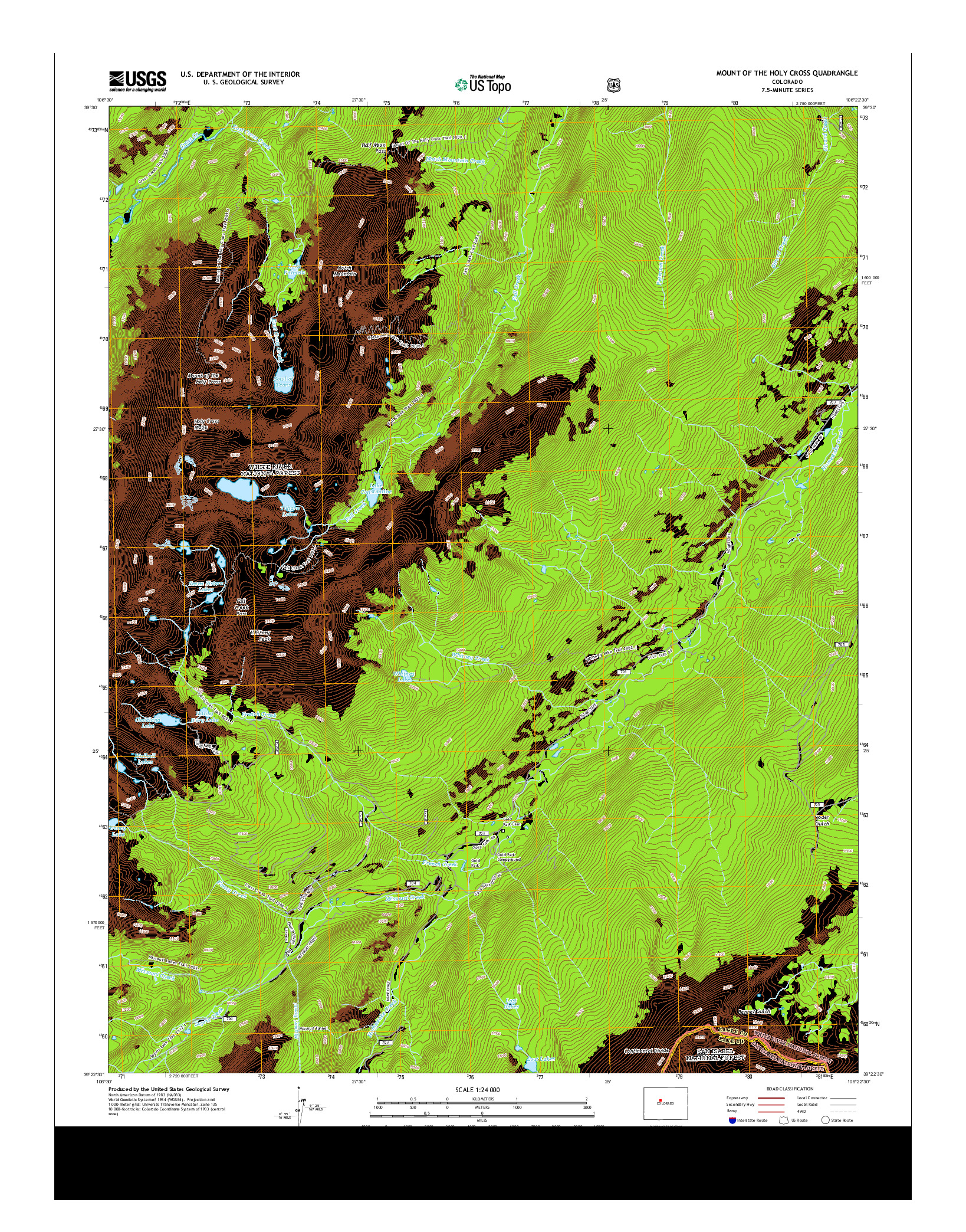 USGS US TOPO 7.5-MINUTE MAP FOR MOUNT OF THE HOLY CROSS, CO 2013