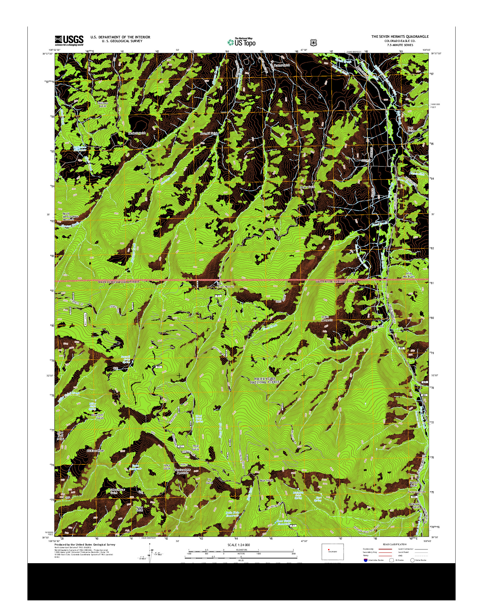 USGS US TOPO 7.5-MINUTE MAP FOR THE SEVEN HERMITS, CO 2013