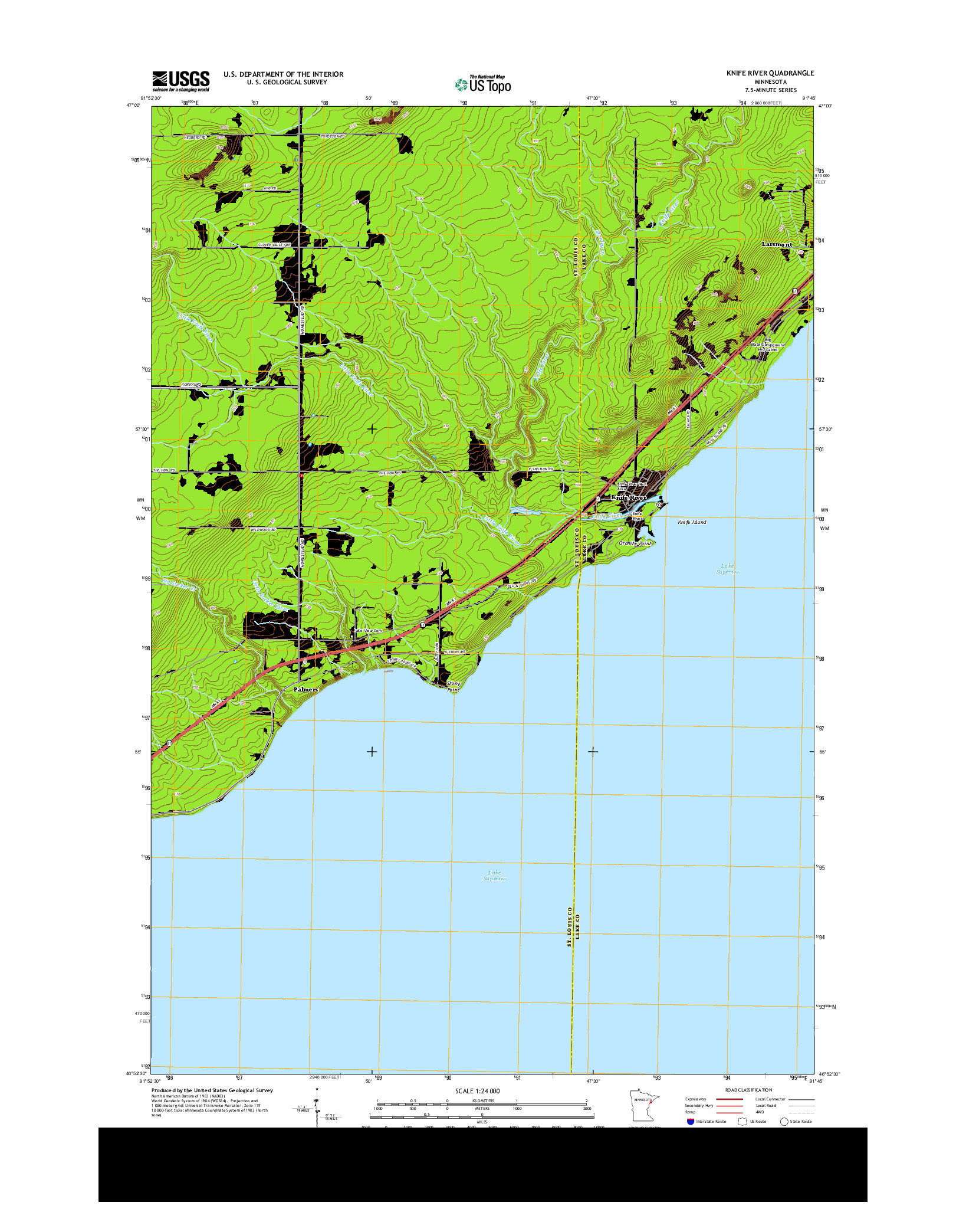 USGS US TOPO 7.5-MINUTE MAP FOR KNIFE RIVER, MN 2013