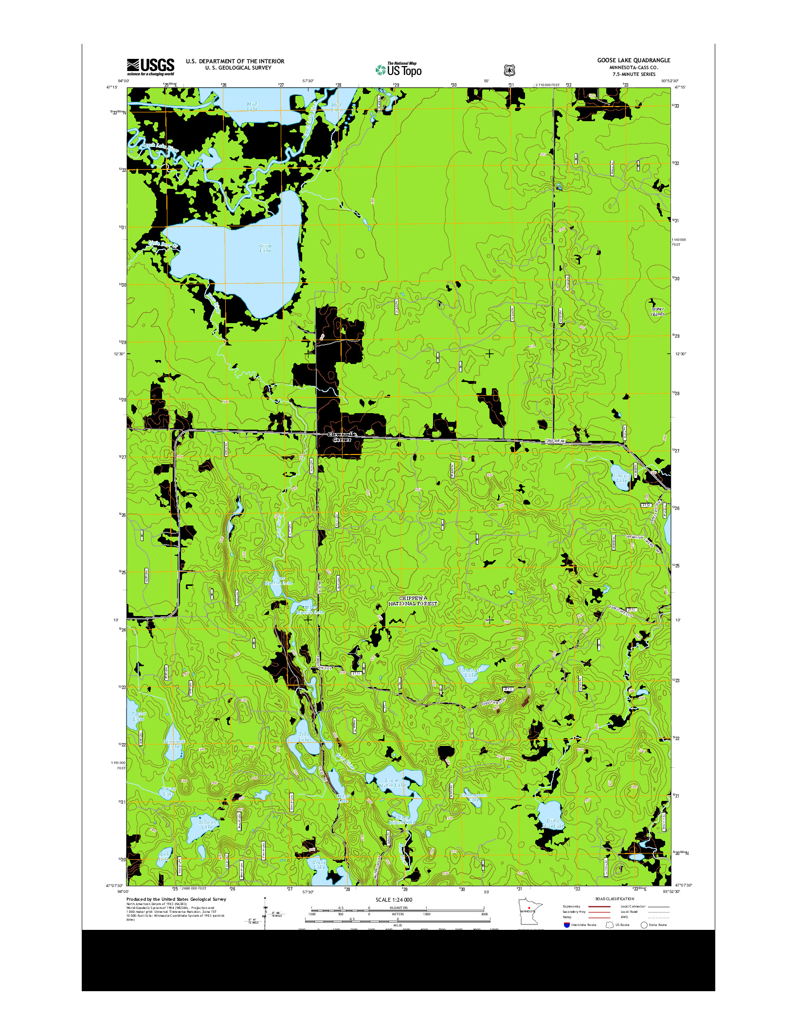 USGS US TOPO 7.5-MINUTE MAP FOR GOOSE LAKE, MN 2013