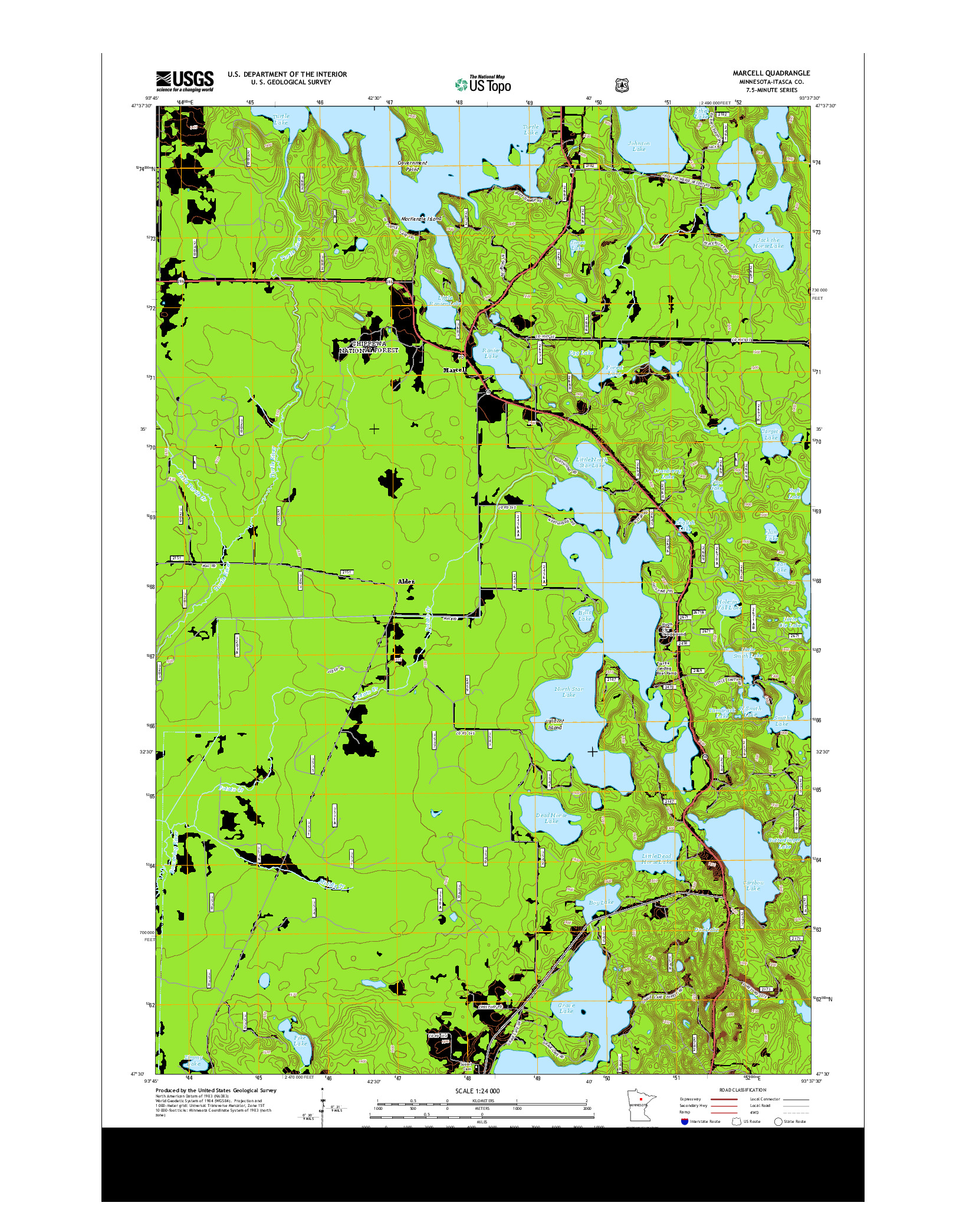 USGS US TOPO 7.5-MINUTE MAP FOR MARCELL, MN 2013