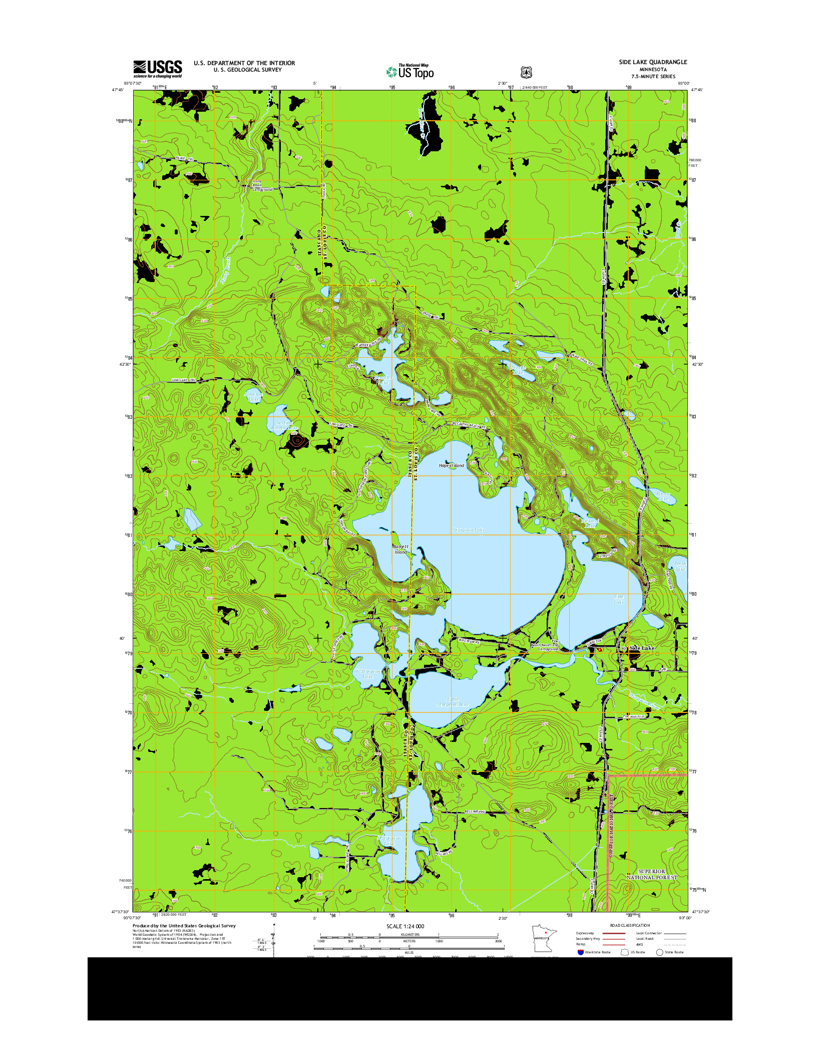USGS US TOPO 7.5-MINUTE MAP FOR SIDE LAKE, MN 2013