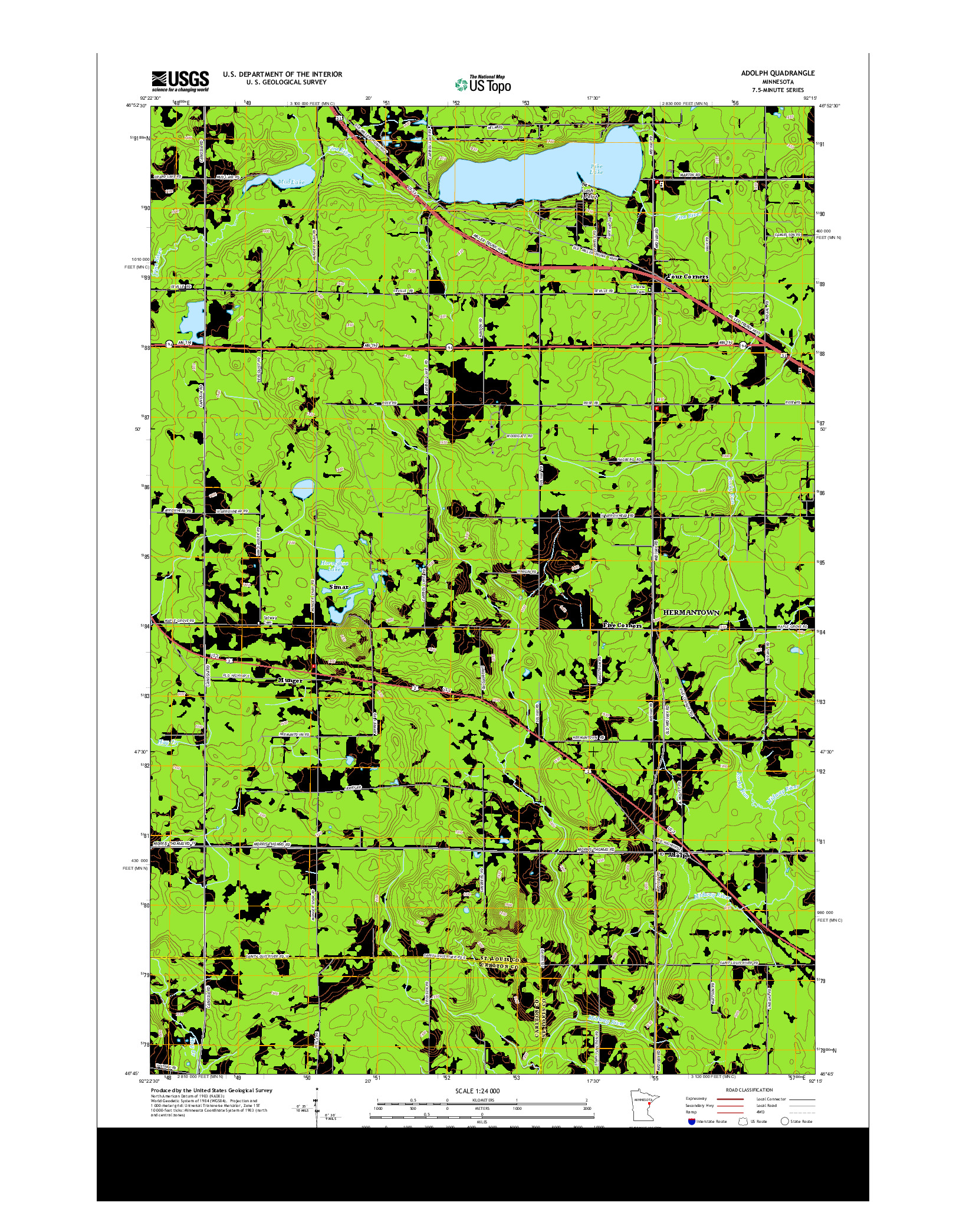 USGS US TOPO 7.5-MINUTE MAP FOR ADOLPH, MN 2013