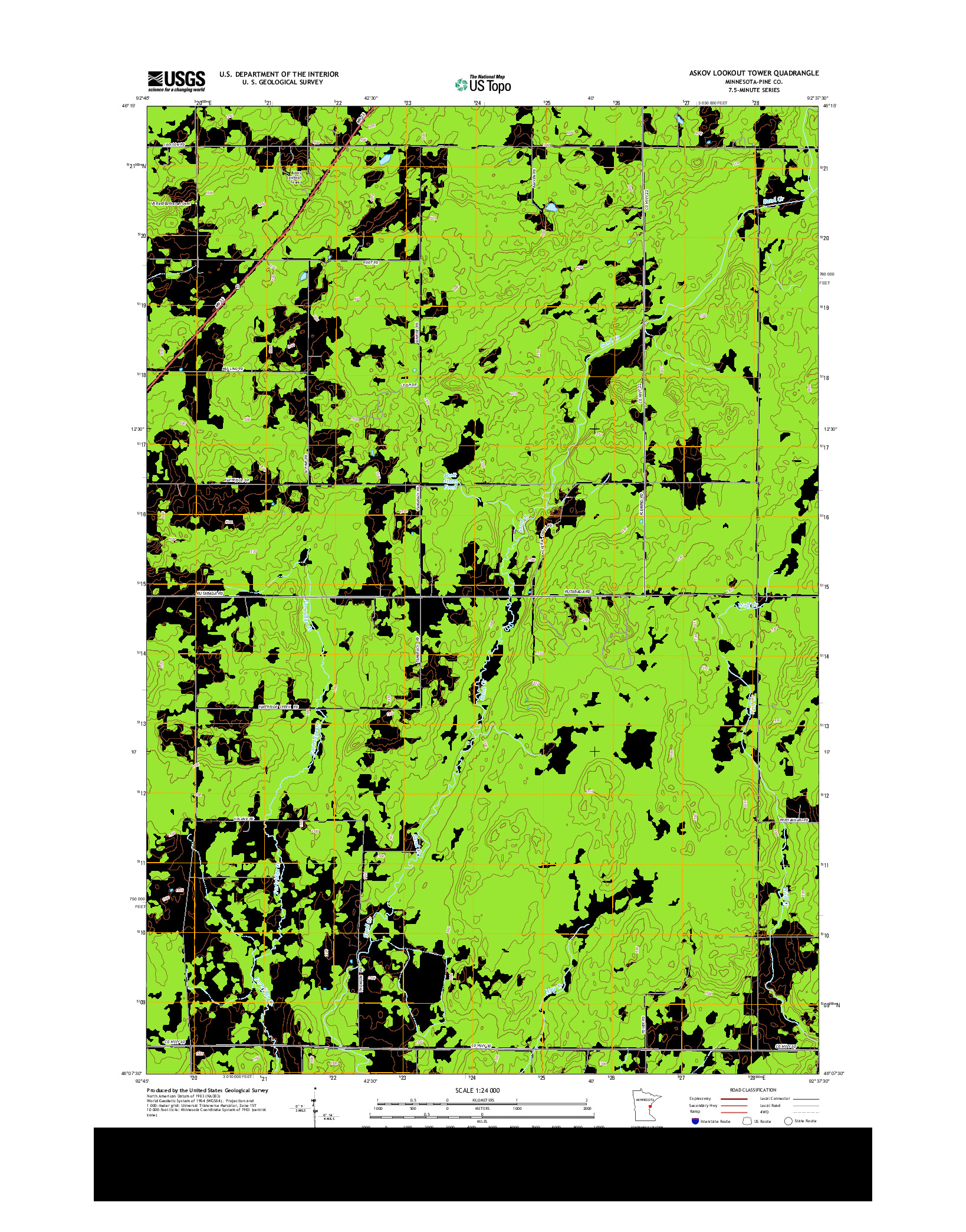 USGS US TOPO 7.5-MINUTE MAP FOR ASKOV LOOKOUT TOWER, MN 2013