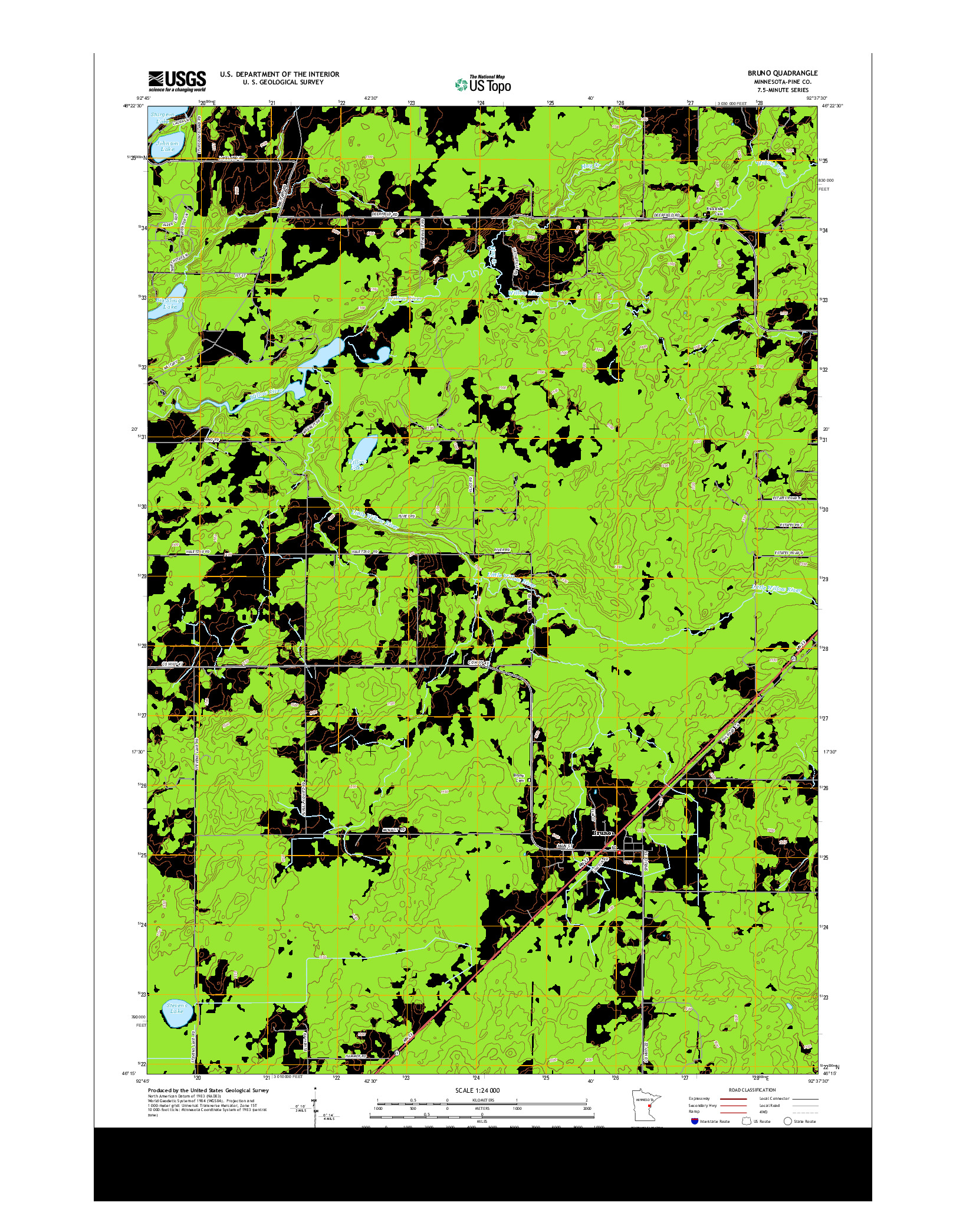 USGS US TOPO 7.5-MINUTE MAP FOR BRUNO, MN 2013