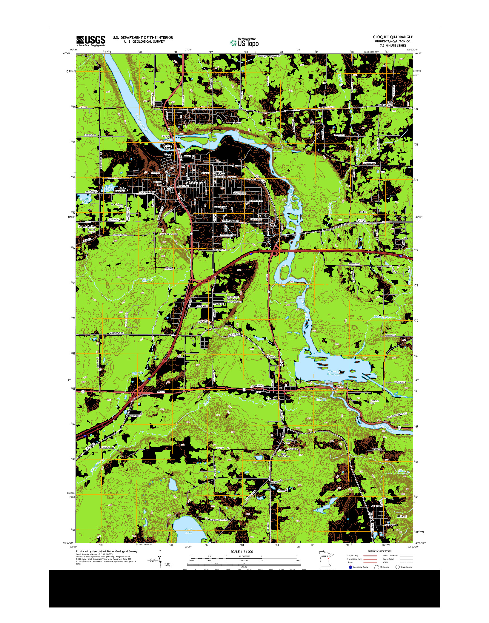 USGS US TOPO 7.5-MINUTE MAP FOR CLOQUET, MN 2013