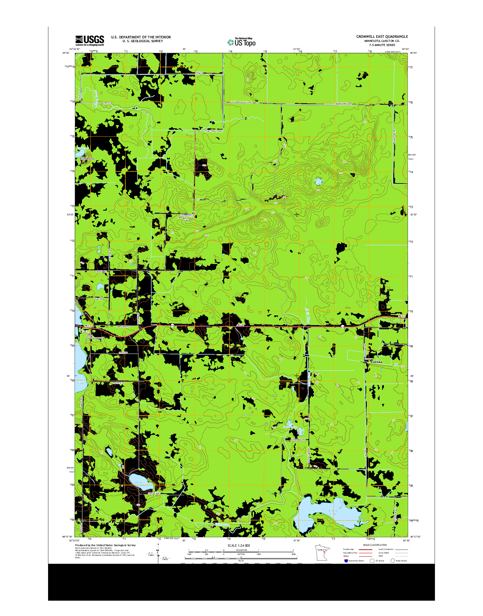 USGS US TOPO 7.5-MINUTE MAP FOR CROMWELL EAST, MN 2013