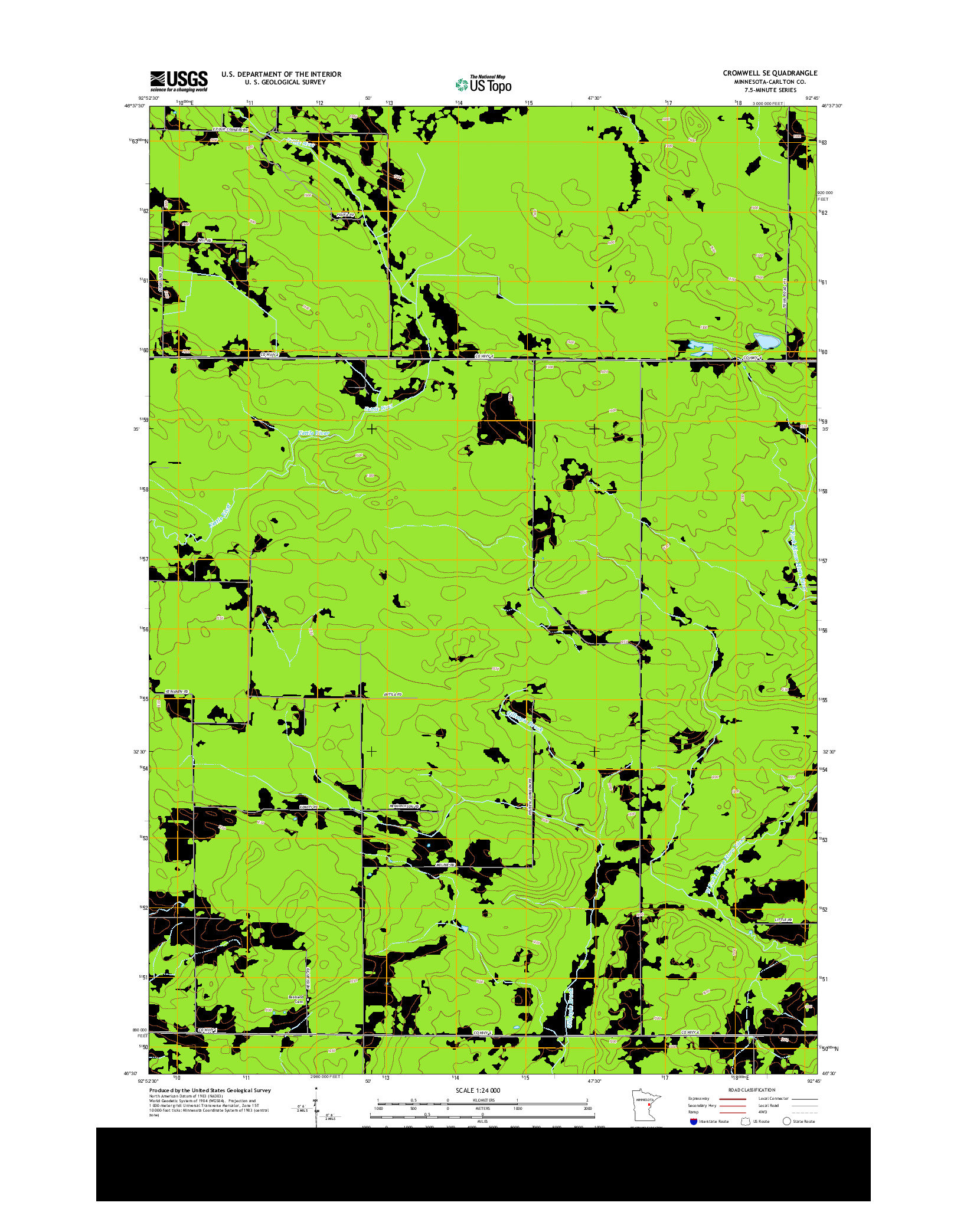 USGS US TOPO 7.5-MINUTE MAP FOR CROMWELL SE, MN 2013