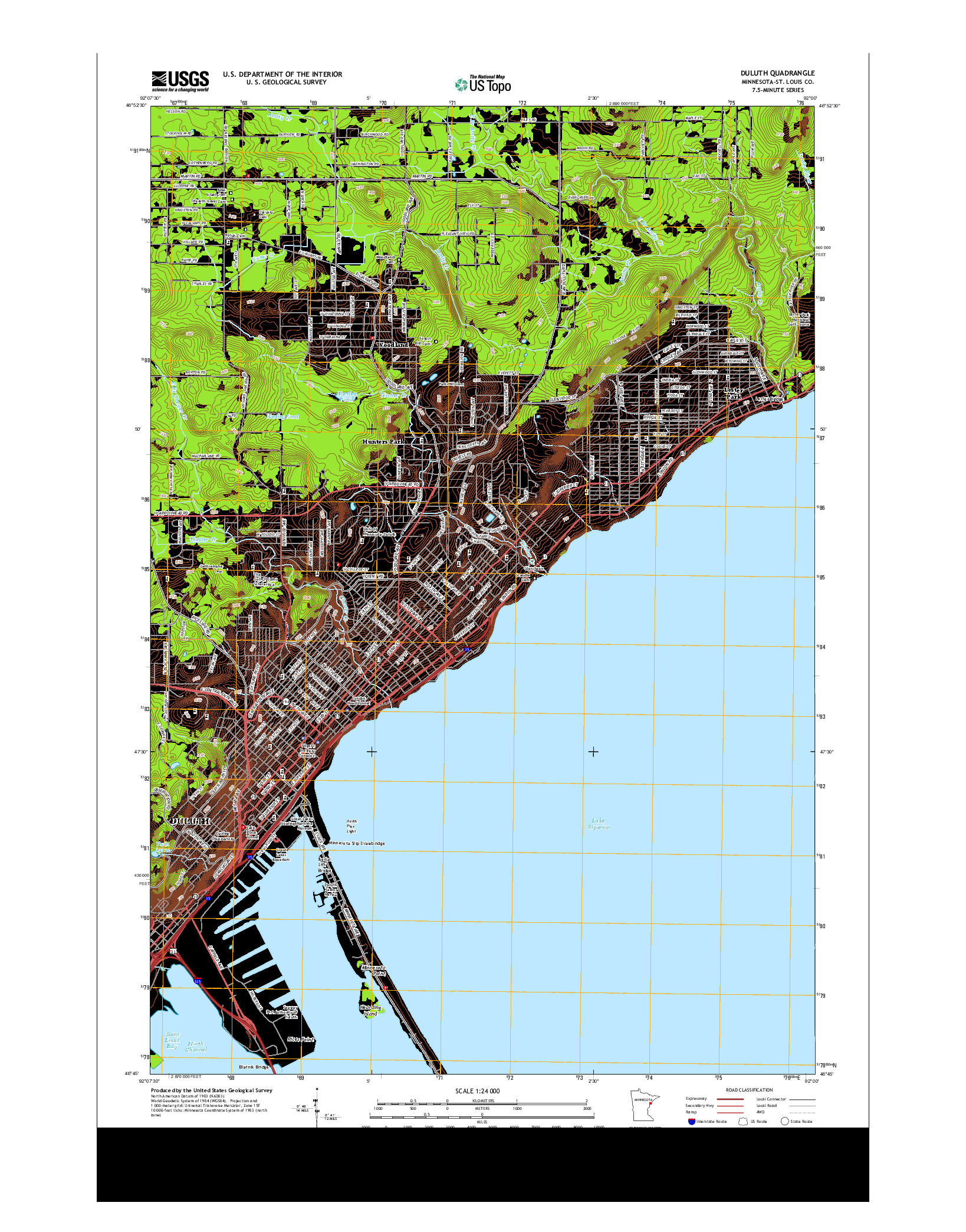 USGS US TOPO 7.5-MINUTE MAP FOR DULUTH, MN 2013