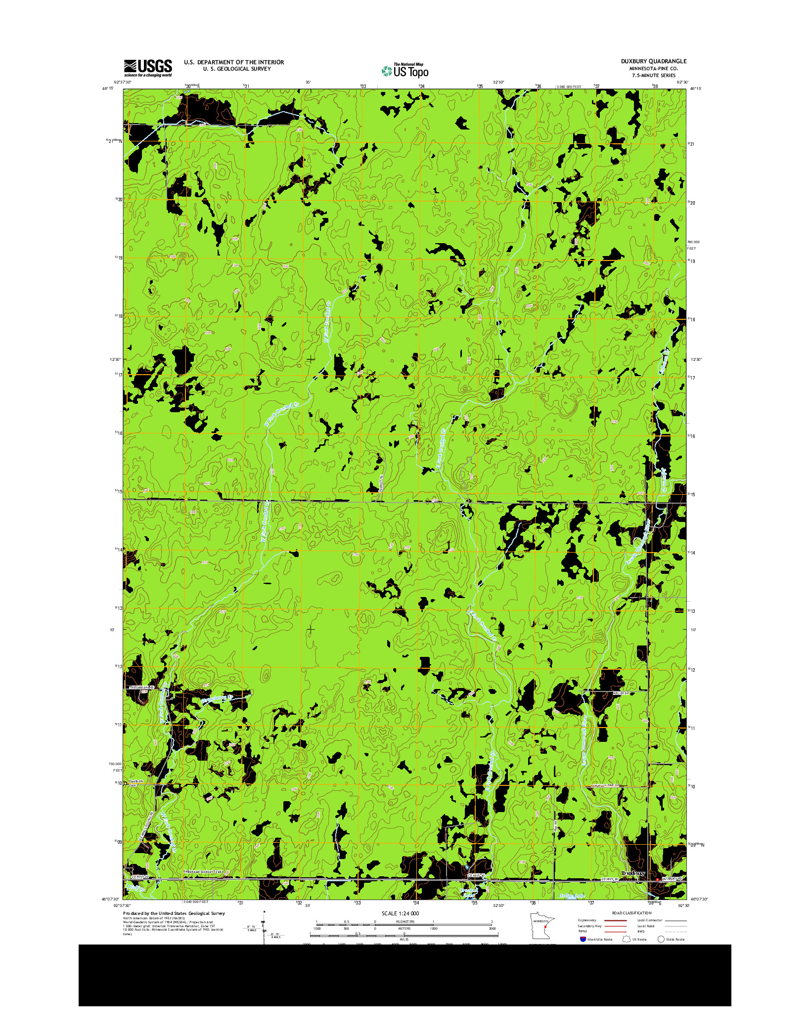 USGS US TOPO 7.5-MINUTE MAP FOR DUXBURY, MN 2013