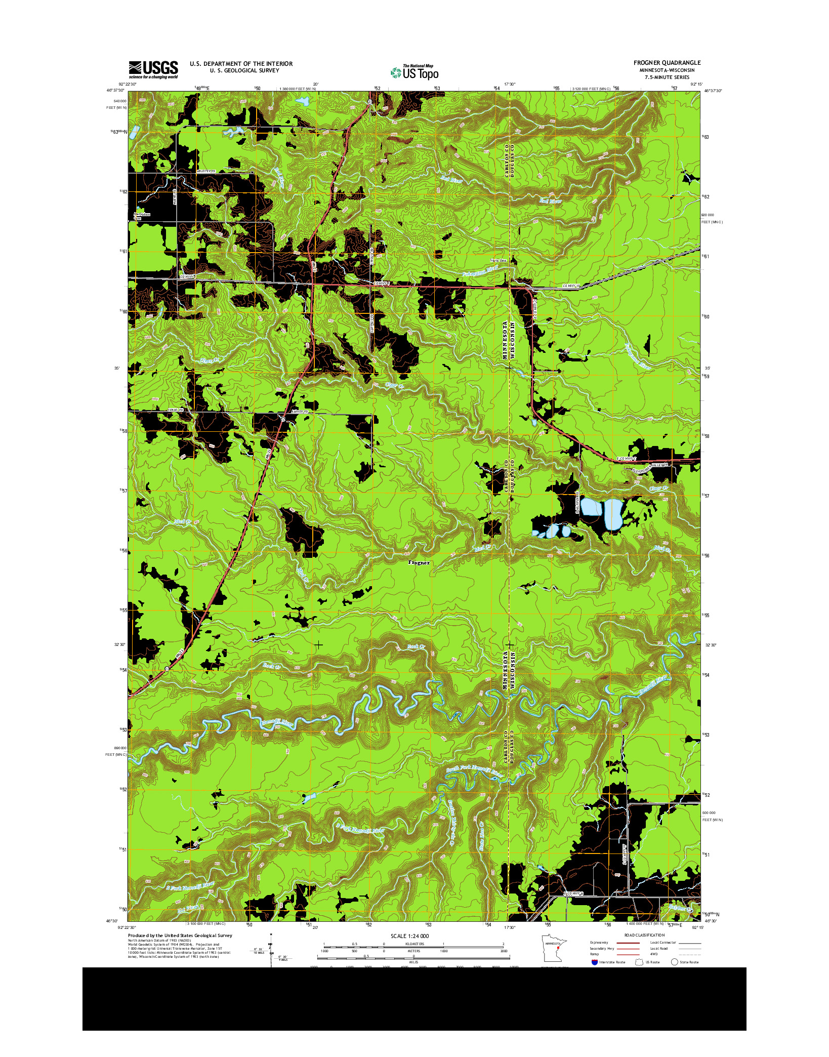 USGS US TOPO 7.5-MINUTE MAP FOR FROGNER, MN-WI 2013