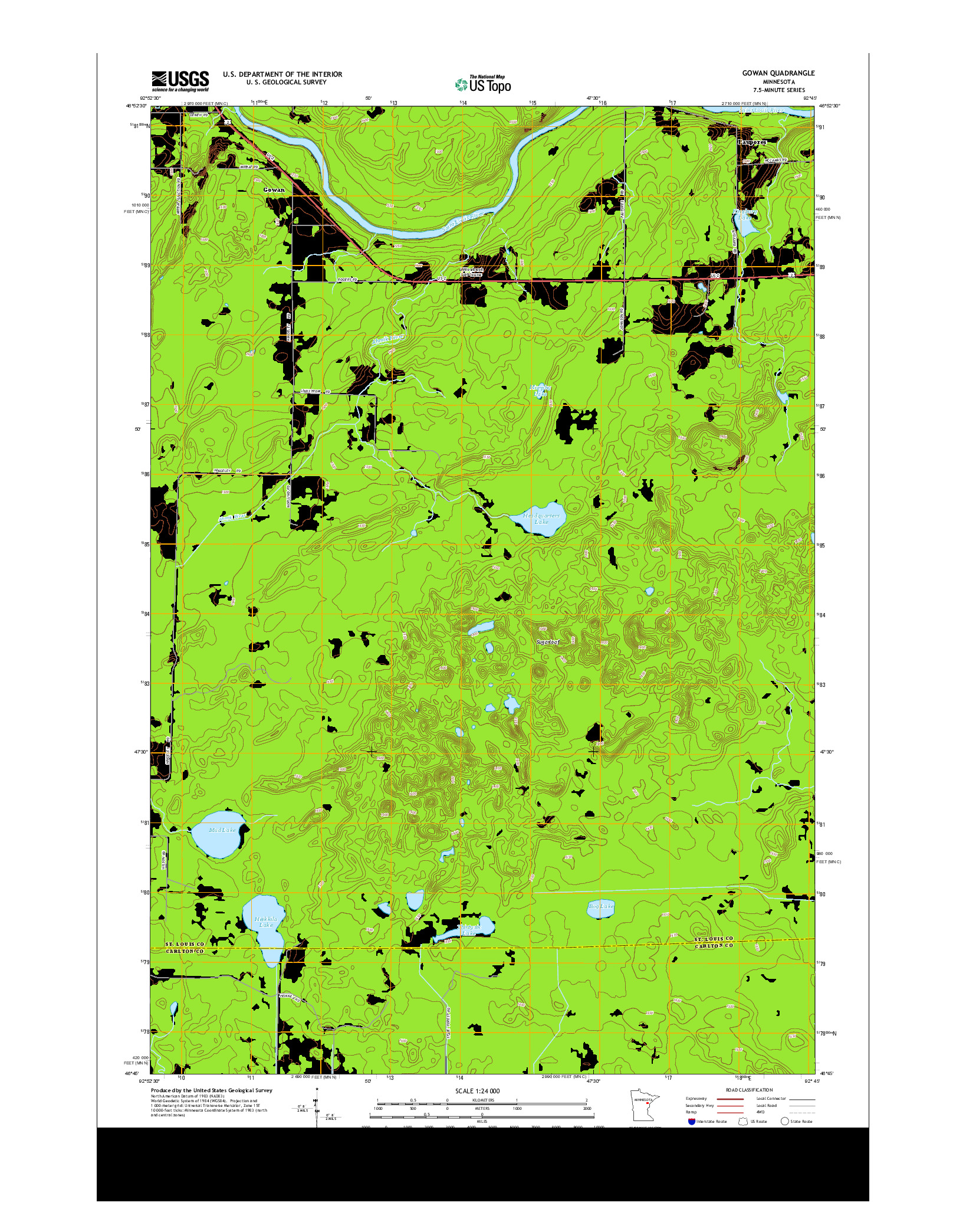 USGS US TOPO 7.5-MINUTE MAP FOR GOWAN, MN 2013