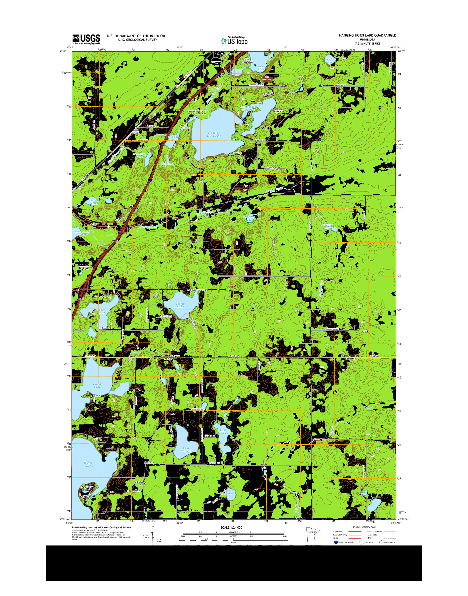 USGS US TOPO 7.5-MINUTE MAP FOR HANGING HORN LAKE, MN 2013