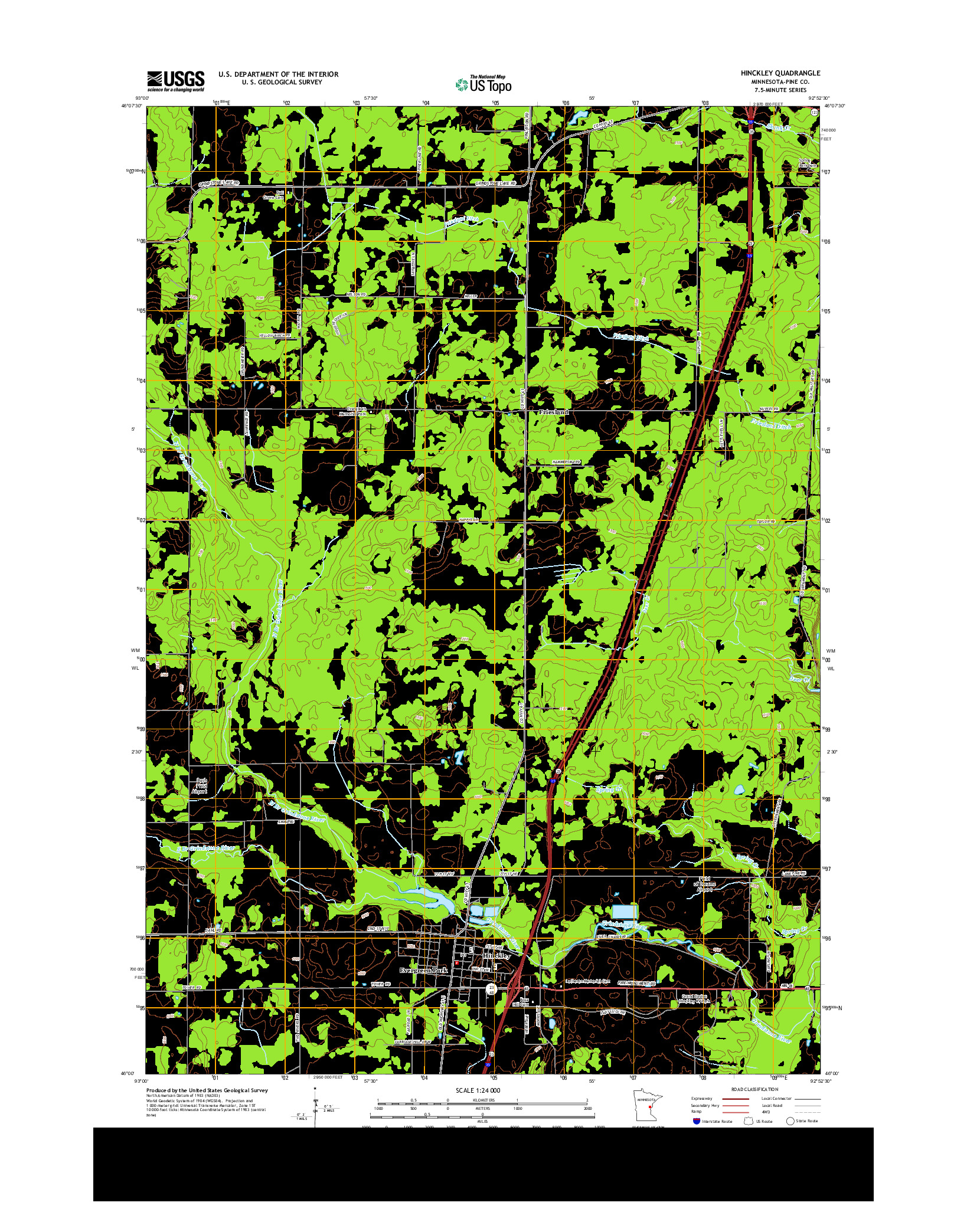 USGS US TOPO 7.5-MINUTE MAP FOR HINCKLEY, MN 2013