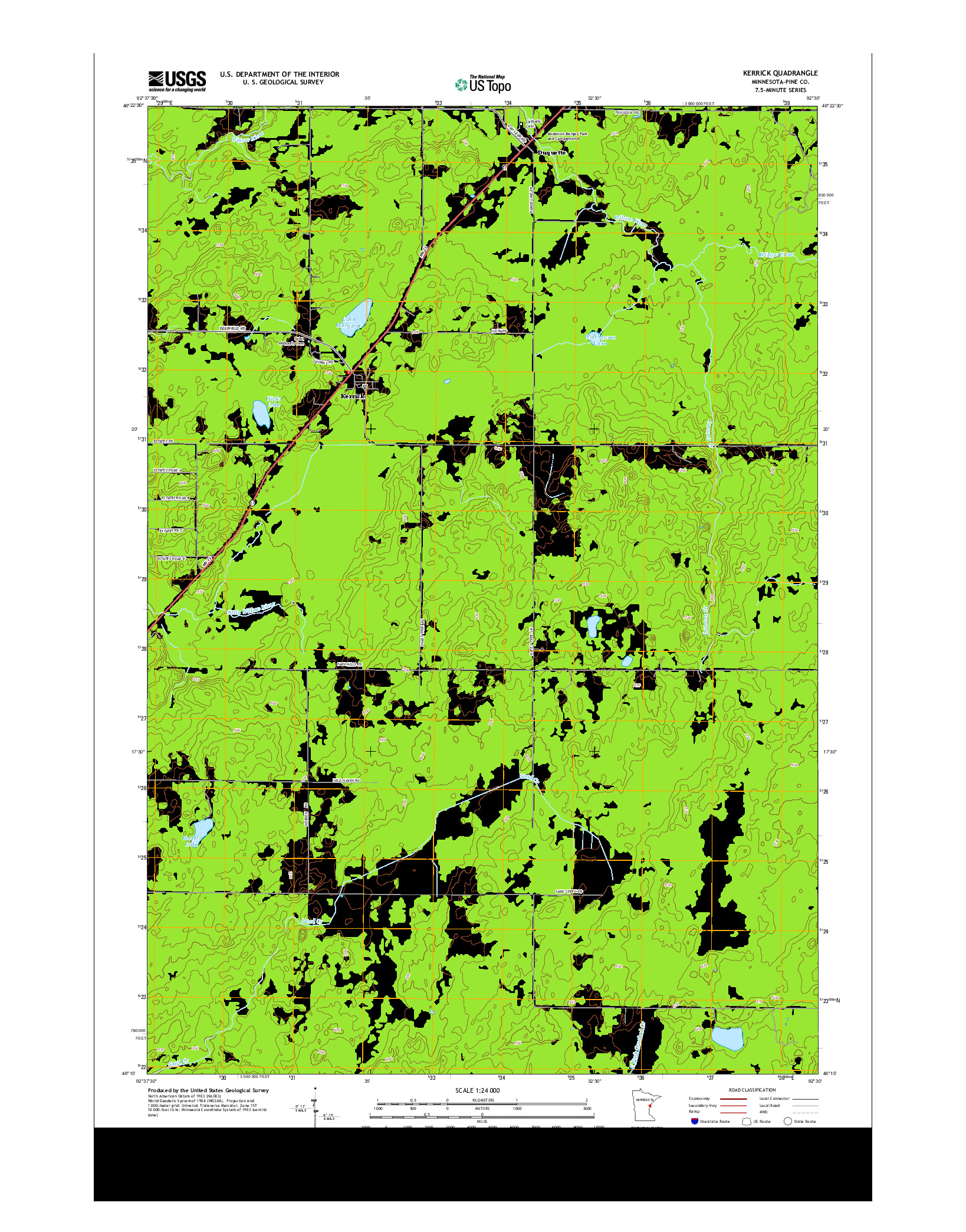 USGS US TOPO 7.5-MINUTE MAP FOR KERRICK, MN 2013