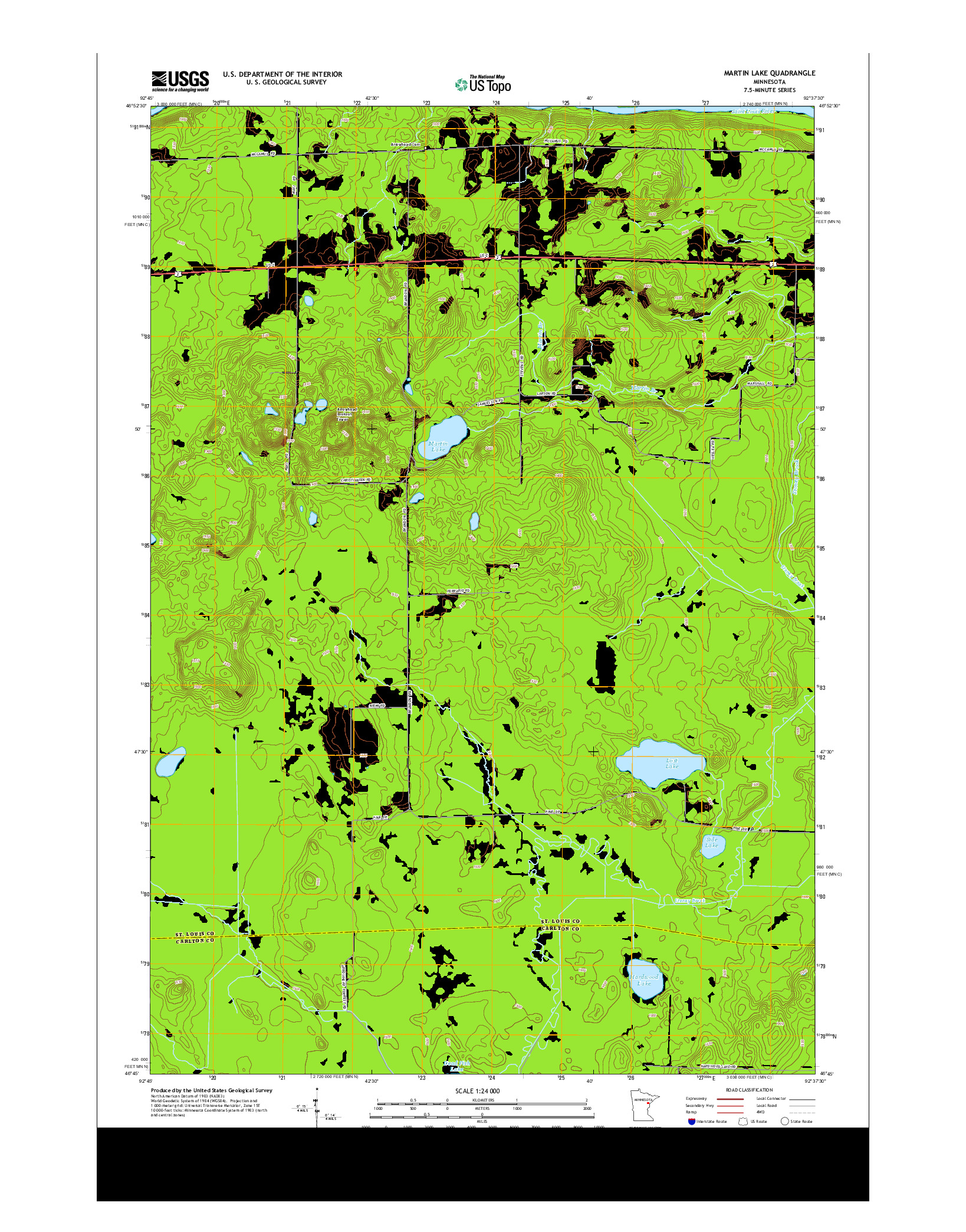USGS US TOPO 7.5-MINUTE MAP FOR MARTIN LAKE, MN 2013