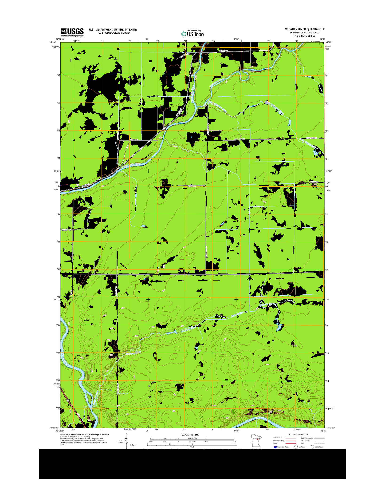USGS US TOPO 7.5-MINUTE MAP FOR MCCARTY RIVER, MN 2013