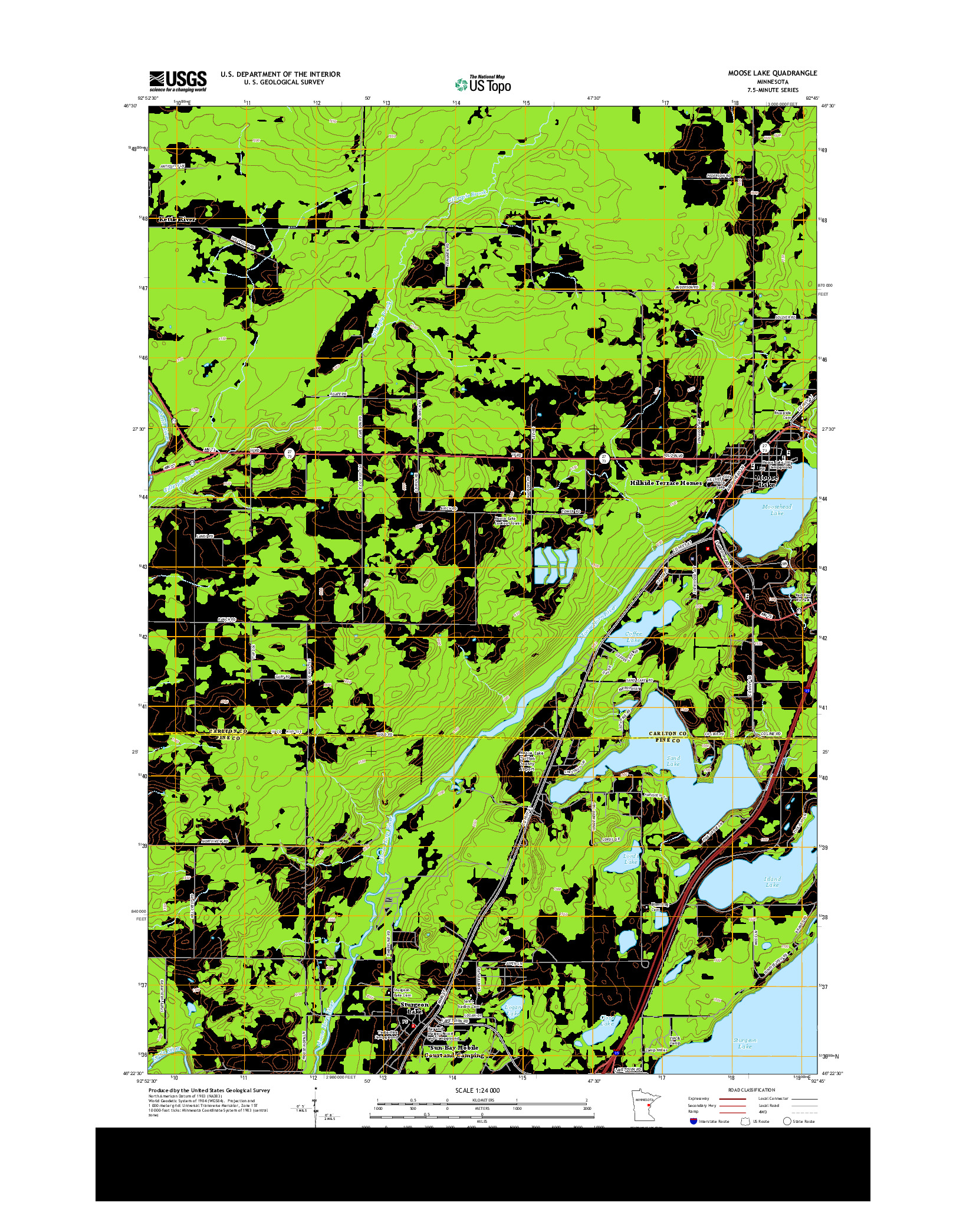 USGS US TOPO 7.5-MINUTE MAP FOR MOOSE LAKE, MN 2013