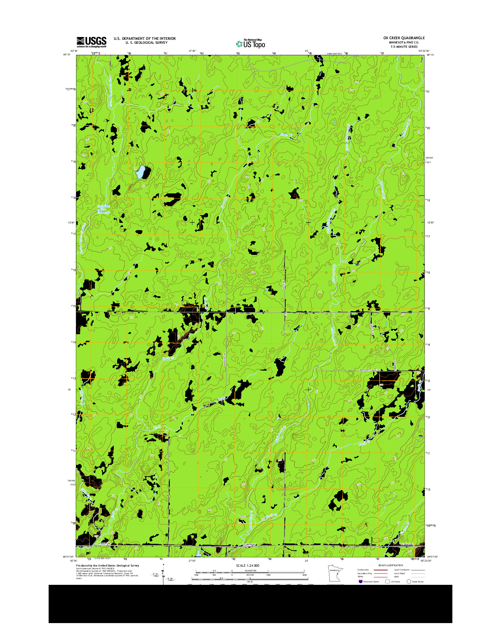 USGS US TOPO 7.5-MINUTE MAP FOR OX CREEK, MN 2013