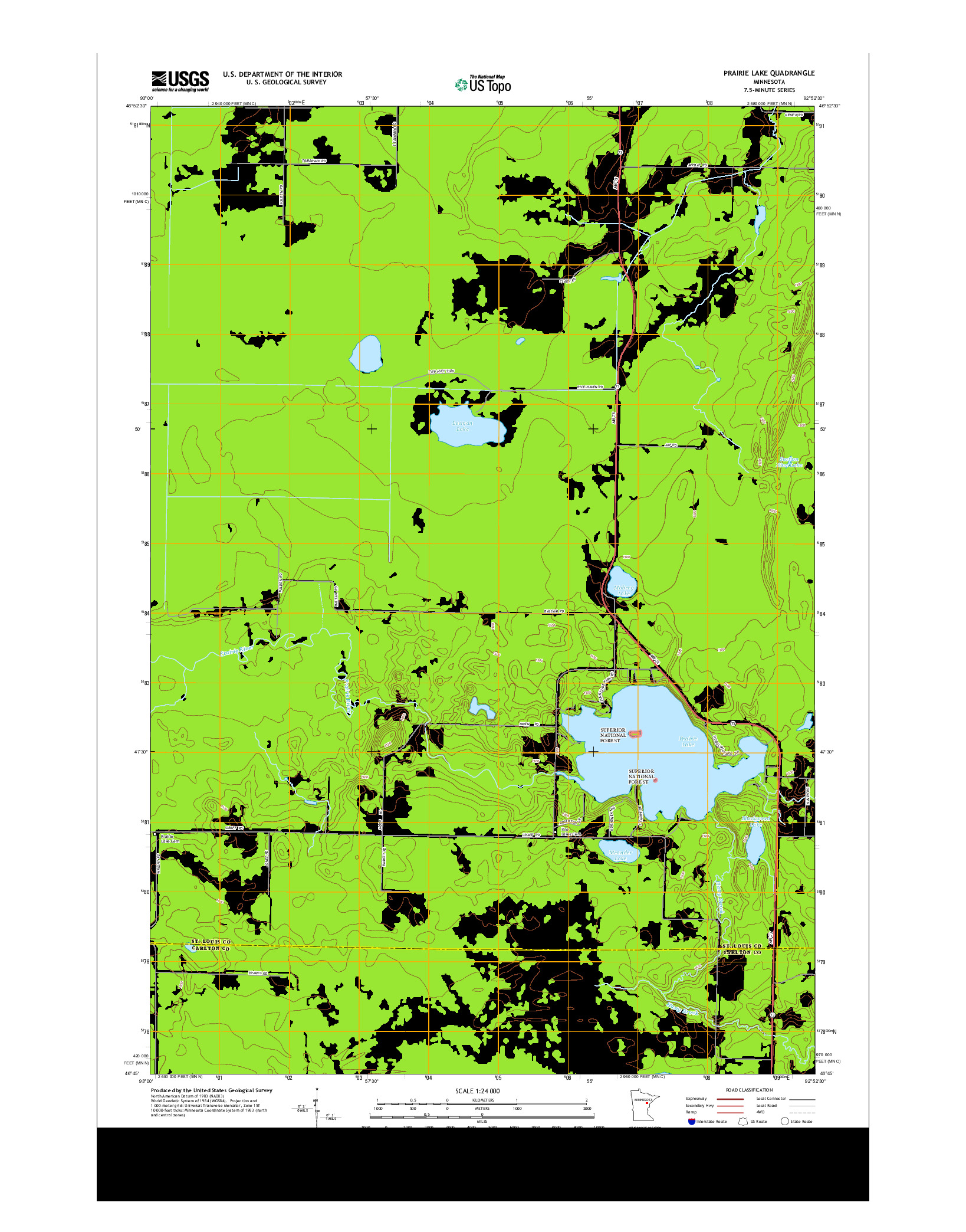 USGS US TOPO 7.5-MINUTE MAP FOR PRAIRIE LAKE, MN 2013
