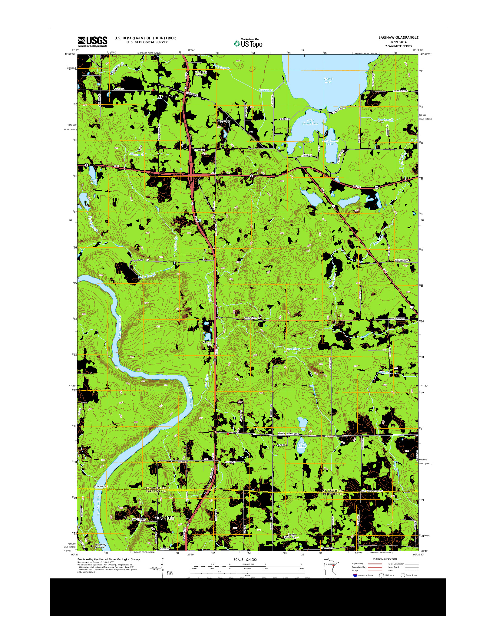 USGS US TOPO 7.5-MINUTE MAP FOR SAGINAW, MN 2013
