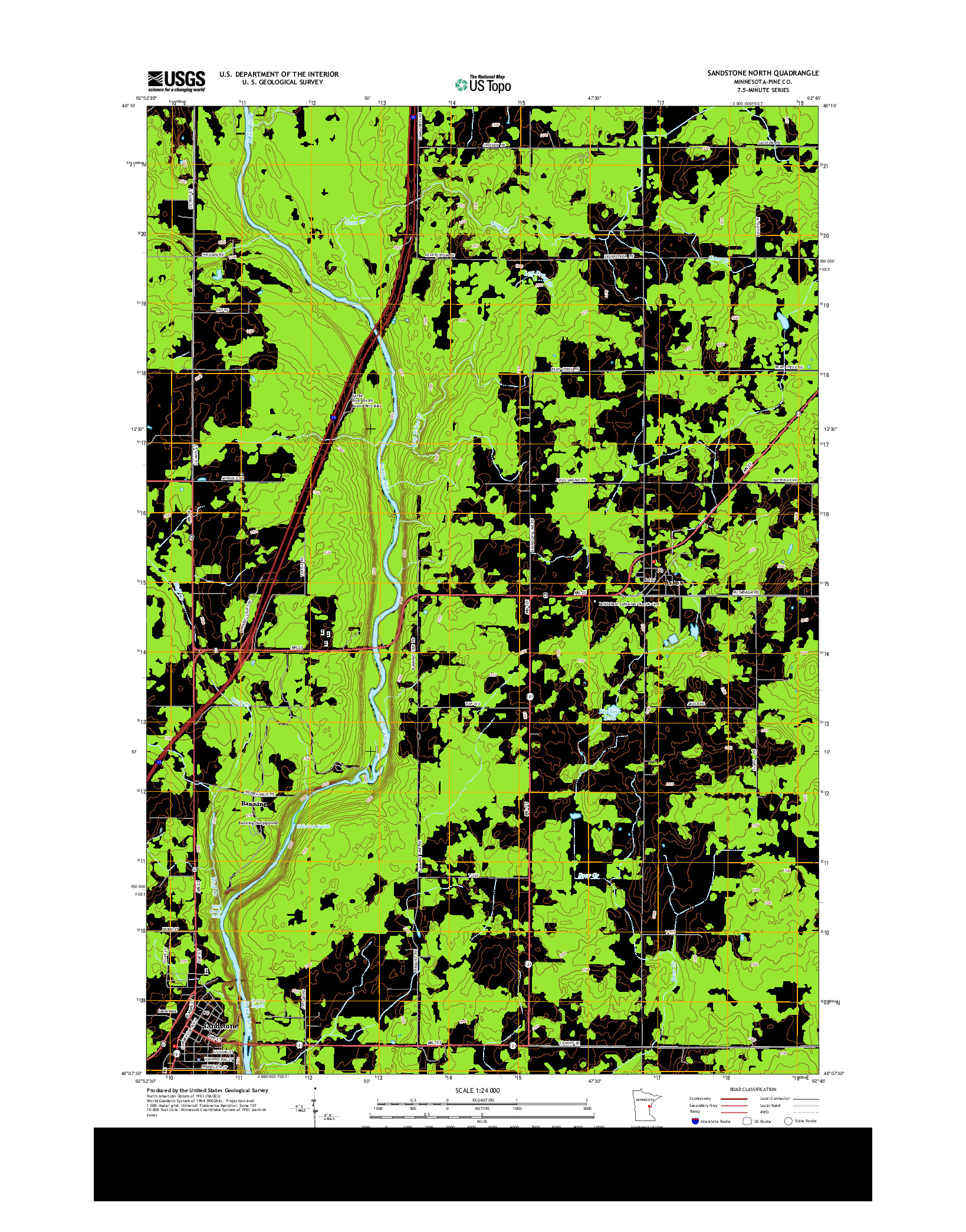 USGS US TOPO 7.5-MINUTE MAP FOR SANDSTONE NORTH, MN 2013